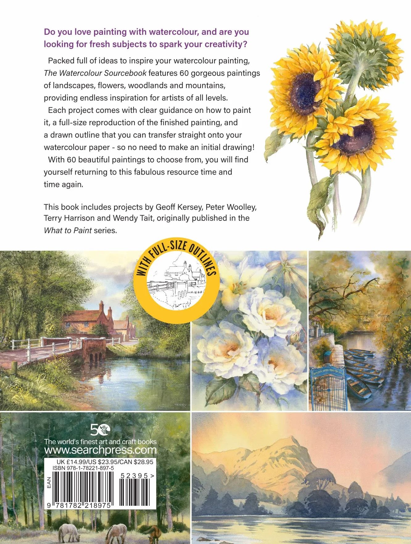 The Watercolour Sourcebook: 60 Inspiring Pictures to Transfer and Paint with Full-Size Outlines