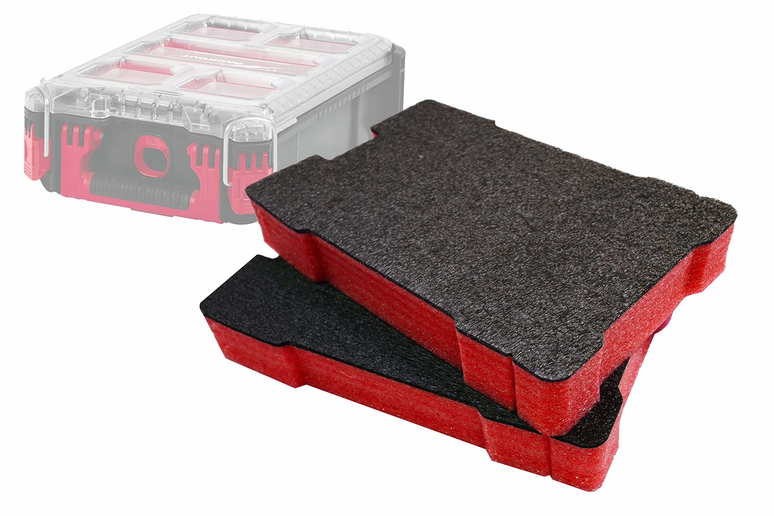 Shadow Foam Packout Kompaktowe wkładki do organizera, idealne dopasowanie do Milwaukee Packout, kompaktowy, czerwony, 50 mm, podwójne opakowanie, pianka do systemu Milwaukee Packout