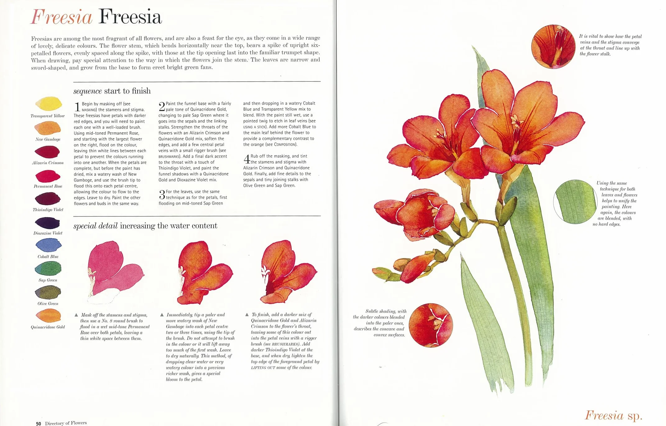Kew Watercolour Flower Painter's A to Z: Illustrated Directory of Techniques for Painting 50 Popular Flowers