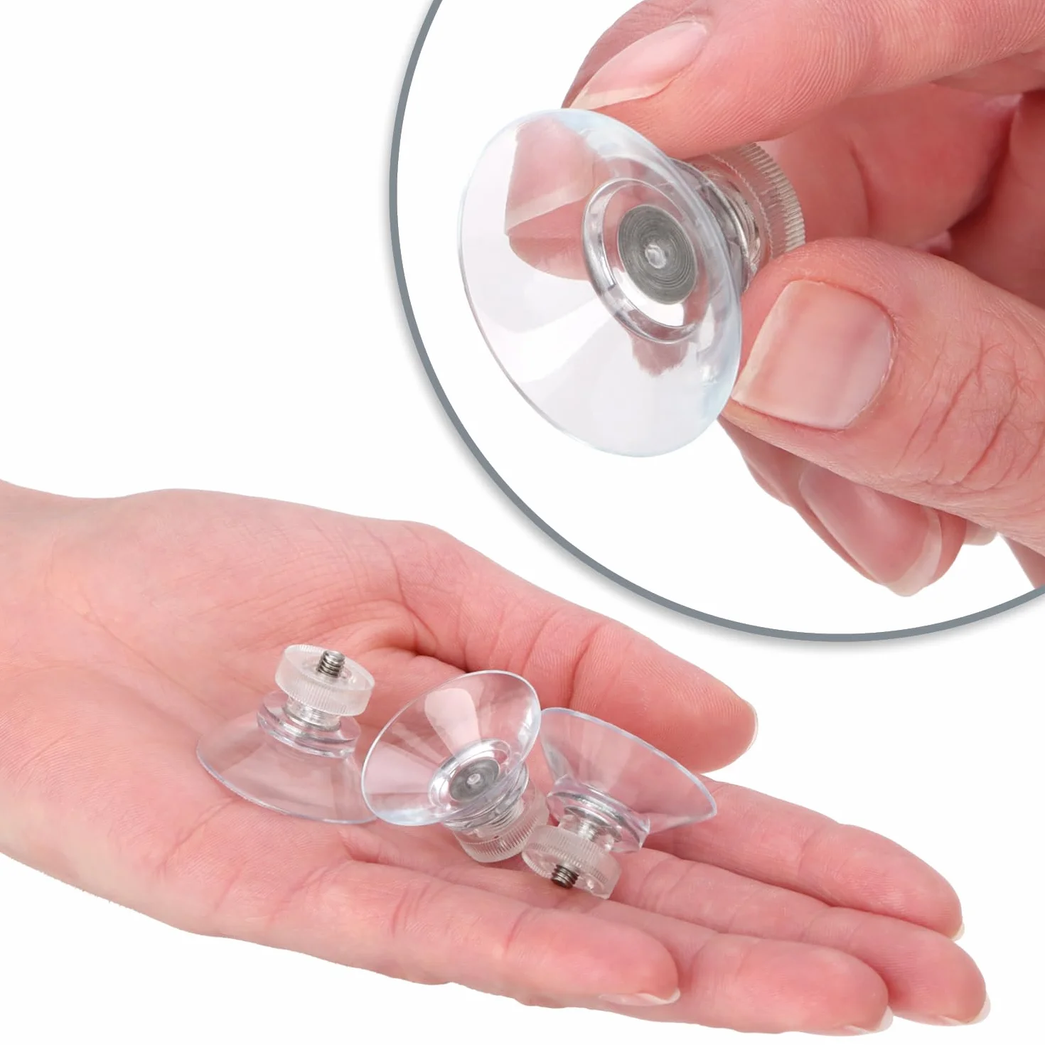 COM-FOUR® Przyssawki 8x z gwintem M4 - Ø 30 mm - Bardzo mocny uchwyt na gladkich powierzchniach - Przyssawka premium z przezroczysta nakretka radelkowana - Latwy montaz bez wiercenia