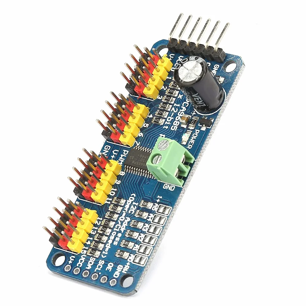 Qqmora PCA9685 16 Kanałów 12-bitowy Sterownik Silnika Serwo PWM Sterowanie Modułem I2C dla Robota Niebieskiego, Sterownik Silnika dla Robota Niebieskiego