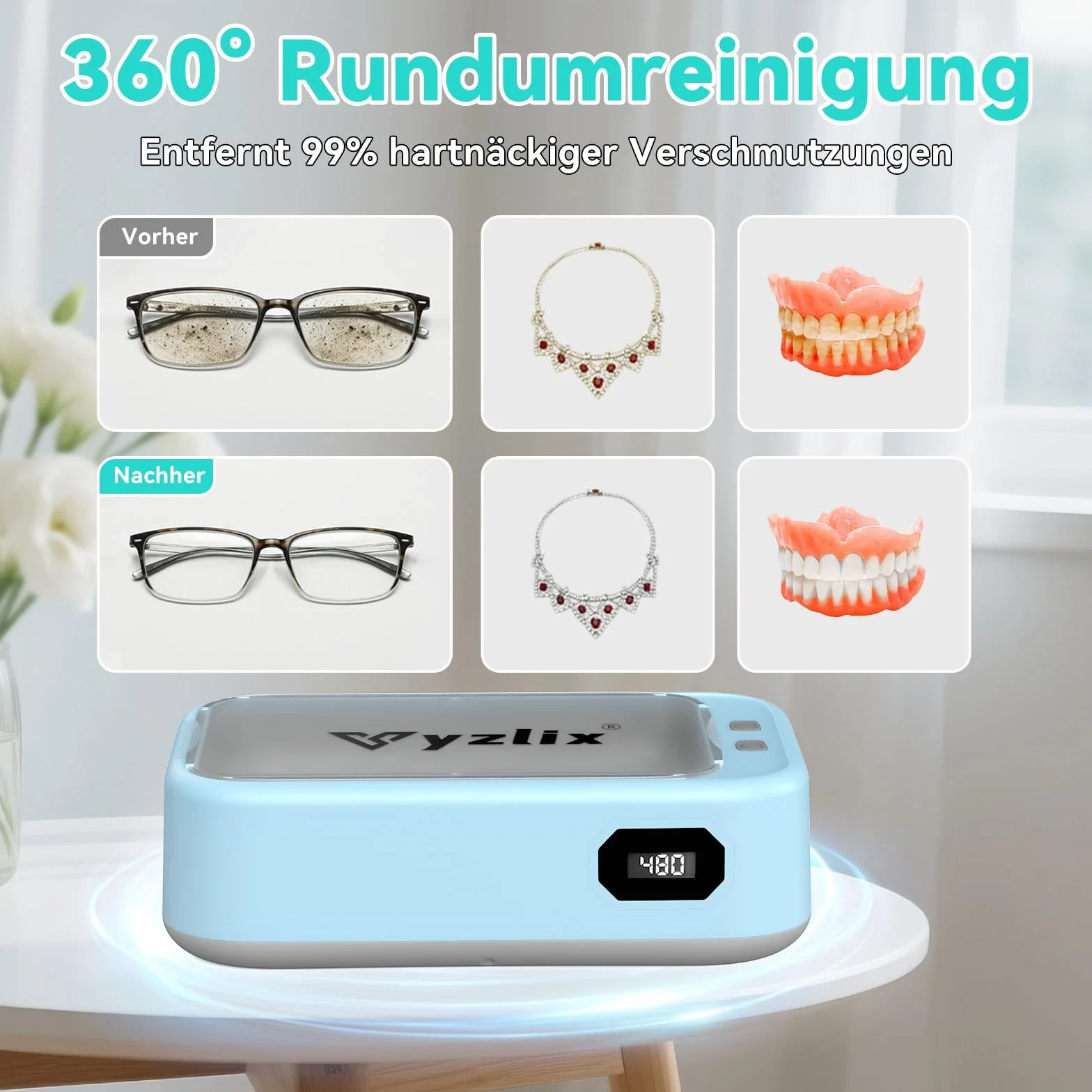 Ultradźwiękowe urządzenie czyszczące 640ml 49000 Hz 40W 5 trybów