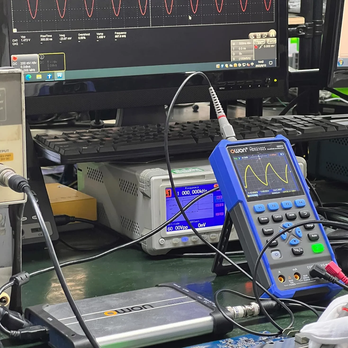 OWON HDS2202S przenośny oscyloskop cyfrowy 200 MHz 1 GS/s 2 kanały multimetr