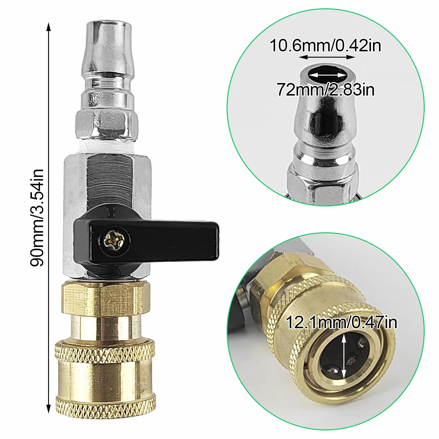 Zawór kulowy 1/4 cala 85 mm, metalowe akcesoria do sprężonego powietrza, zawór odcinający