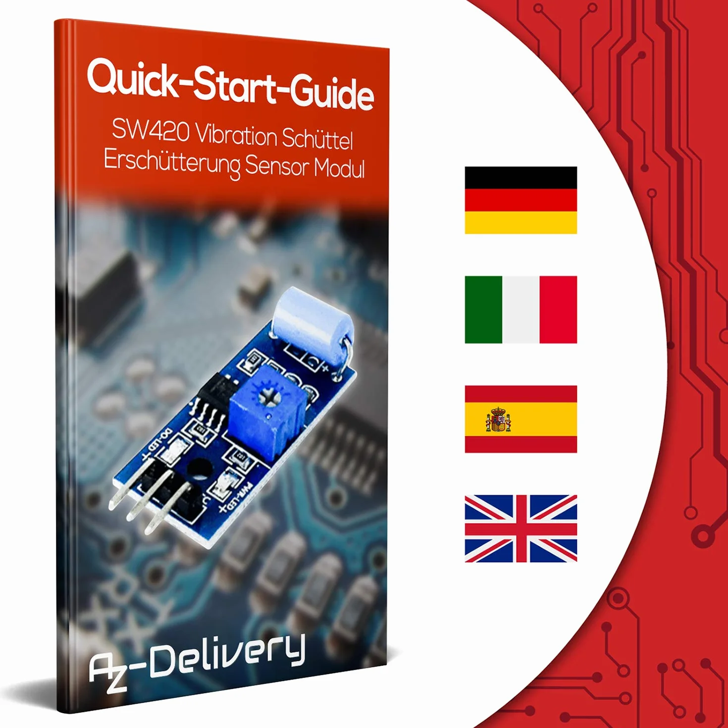AZDelivery Moduł czujnika wstrząsów wibracyjnych SW420 kompatybilny z Arduino i Raspberry Pi