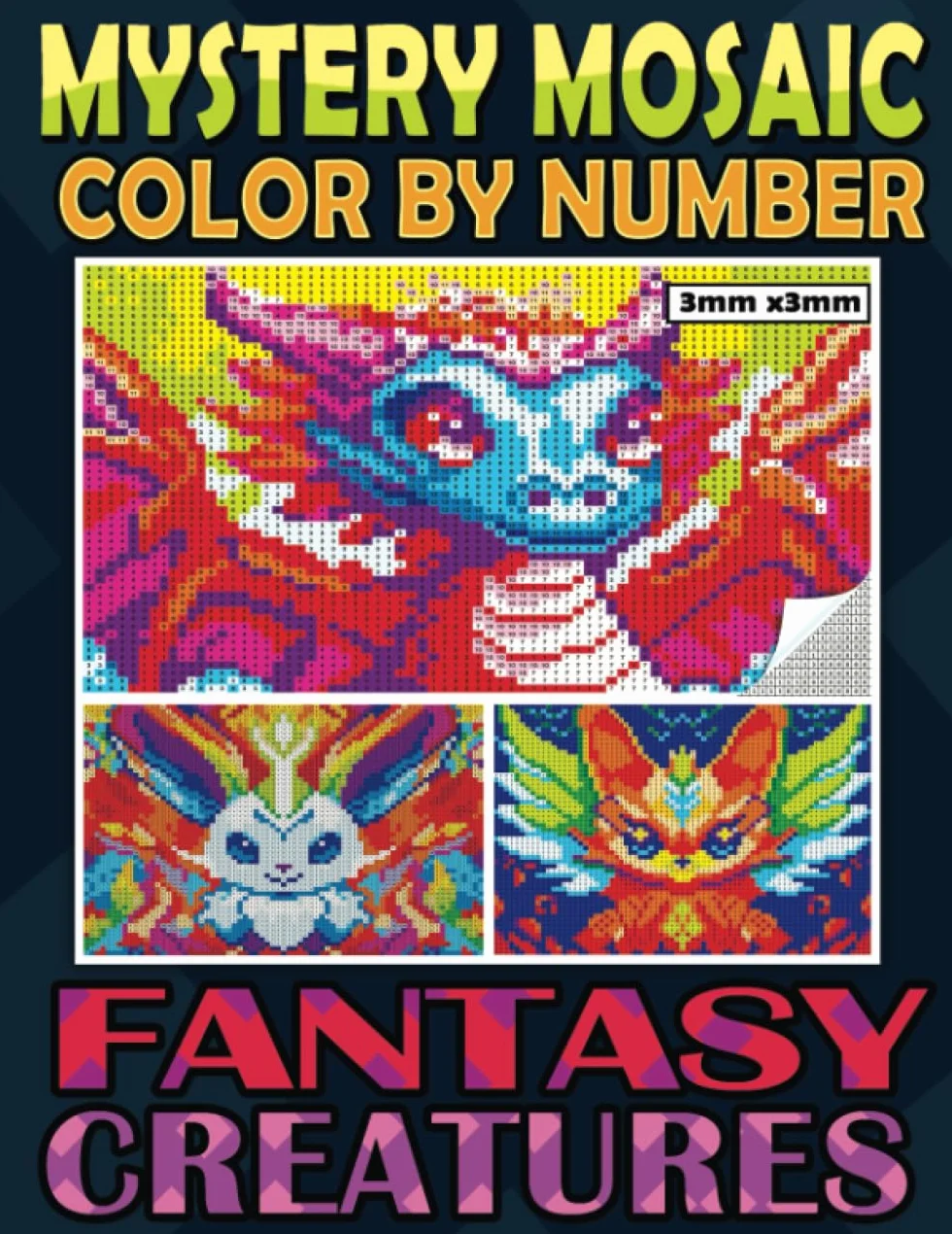 Mystery Mosaics Color By Number Fantasy Creatures Pixel Art Coloring Book