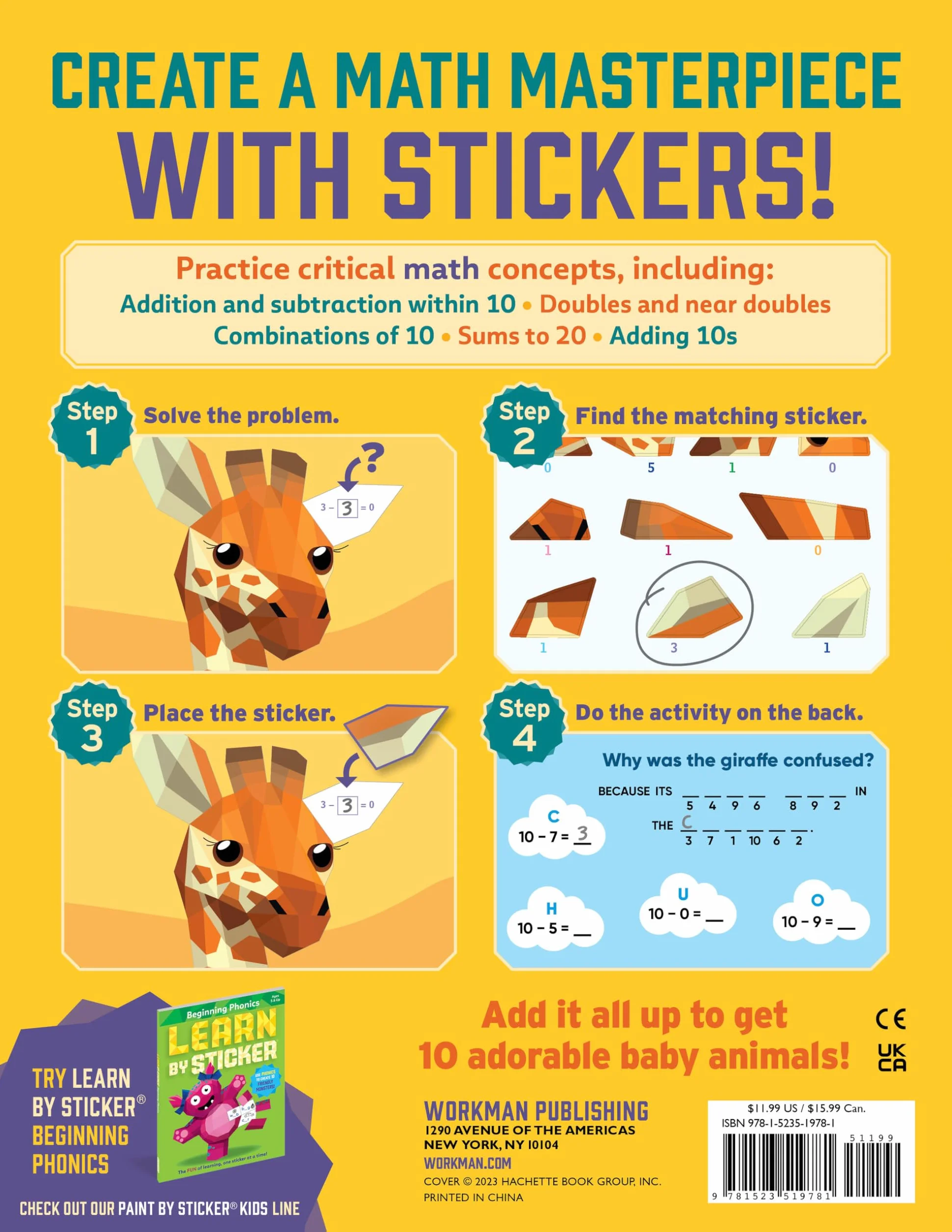 Learn by Sticker: Addition and Subtraction: Use Math to Create 10 Baby Animals!: 1