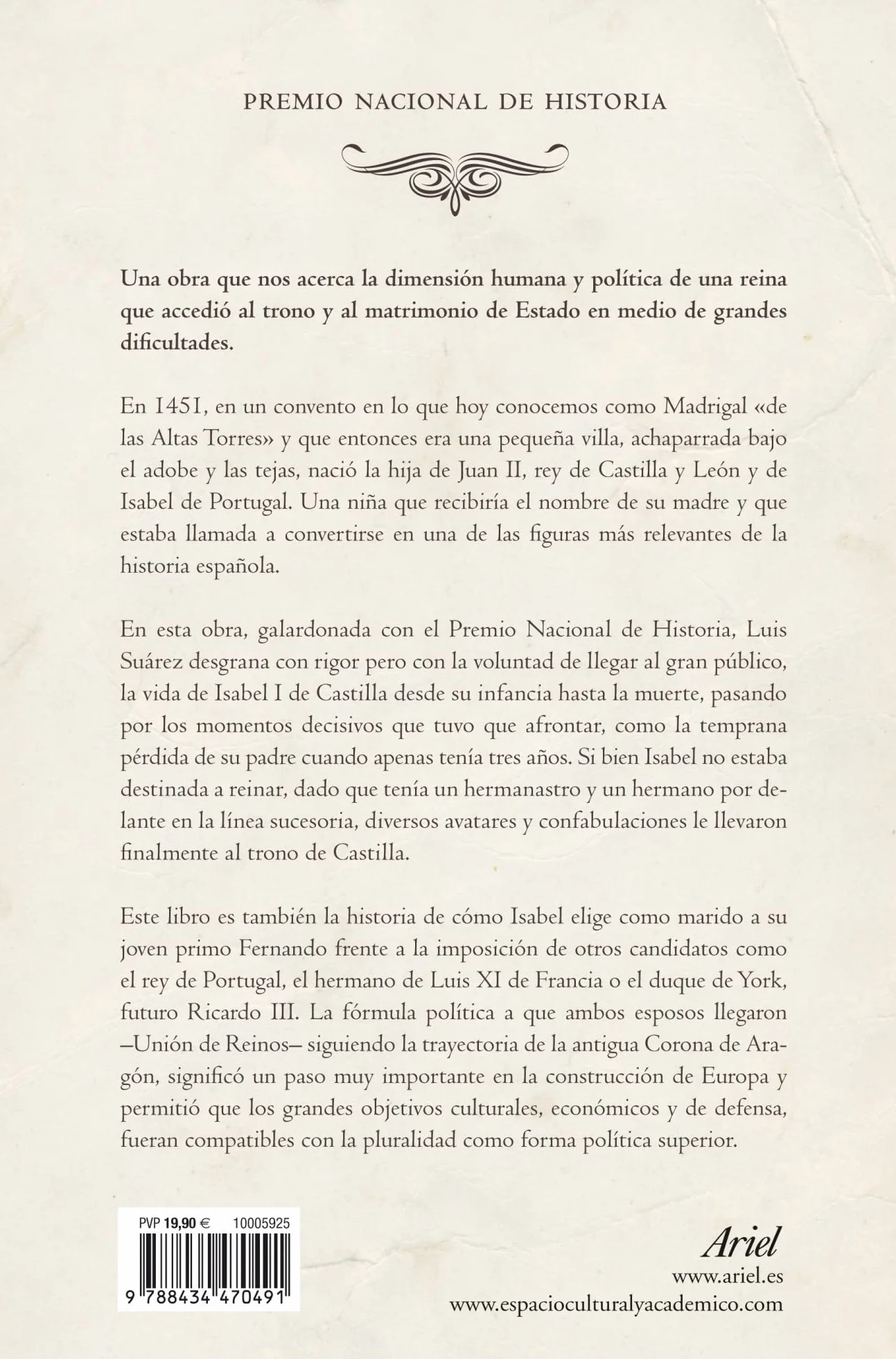 Premio Nacional de Historia Isabel I, Reina