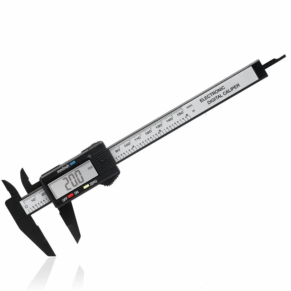 Suwmiarka cyfrowa, 150 mm / 6", suwmiarka z wyświetlaczem LCD, bardzo precyzyjna, do pomiarów wewnętrznych i głębokości, czarna