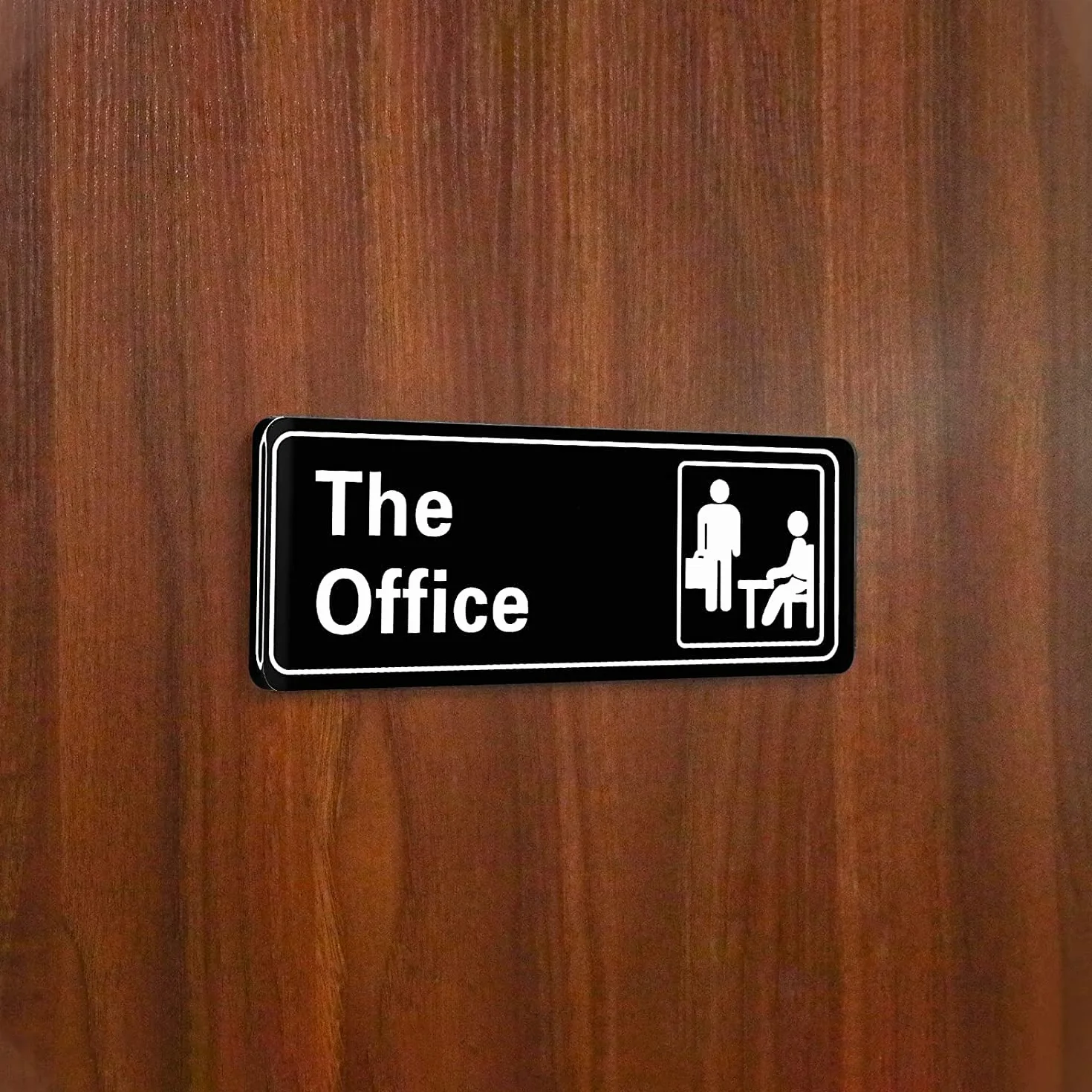 LUTER biurowa tabliczka na drzwi akrylowa z napisem The Office samoprzylepna tabliczka łatwa instalacja 8,1 x 22,9 x 0,5 cm (czarna i biała)