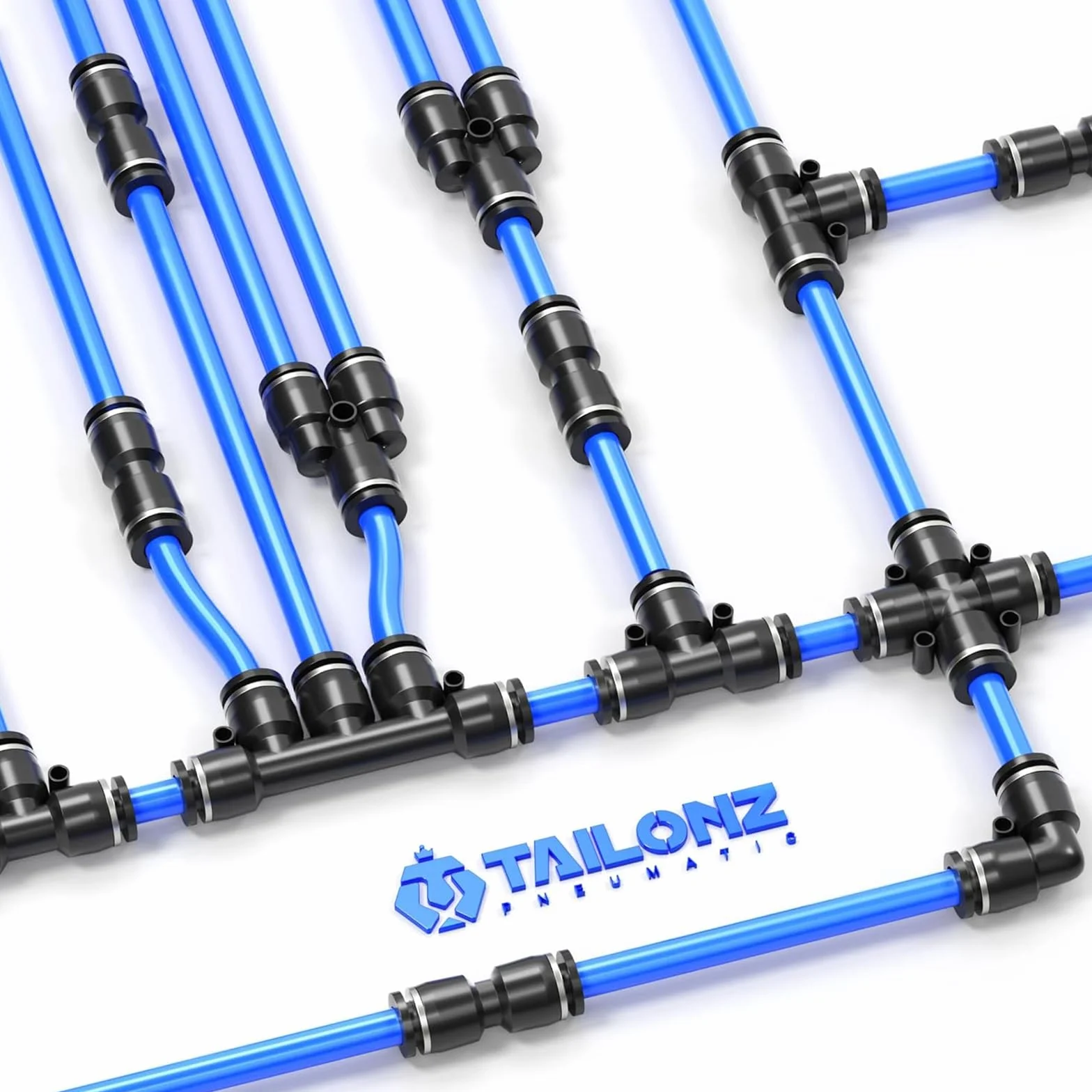 TAILONZ PNEUMATIC Czarne kolanko 6 mm rura-AD Złączki wtykowe PV6 (opakowanie 2) do łączenia połączeń węży Zapięcie ciśnieniowe PV6 (zestaw 2 sztuk)