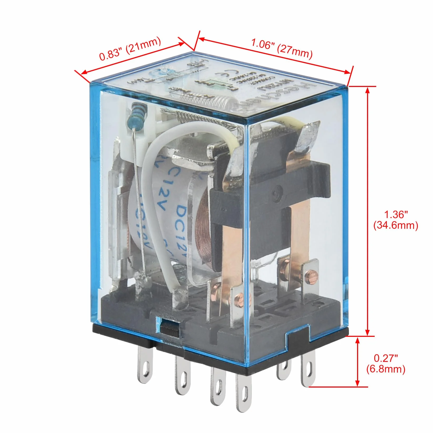 Heschen Gereral przekaźnik MY2NJ 12 V DC cewka 5 A 24 V DC/220 V AC DPDT wskaźnik LED 8-pinowy zacisk