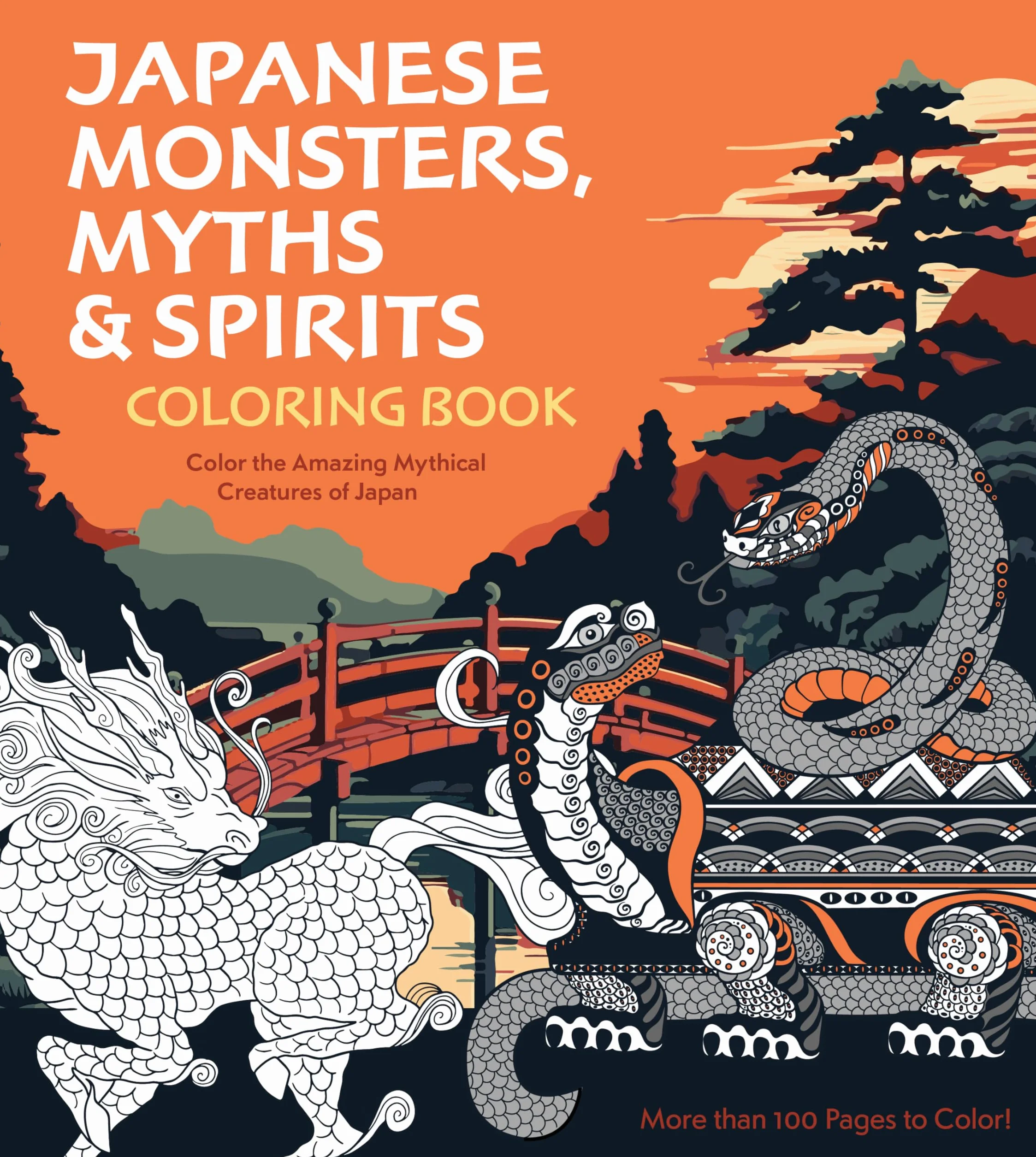 Japanese Monsters, Myths & Spirits Coloring Book: Mythical Creatures of Japan - 100+ Pages