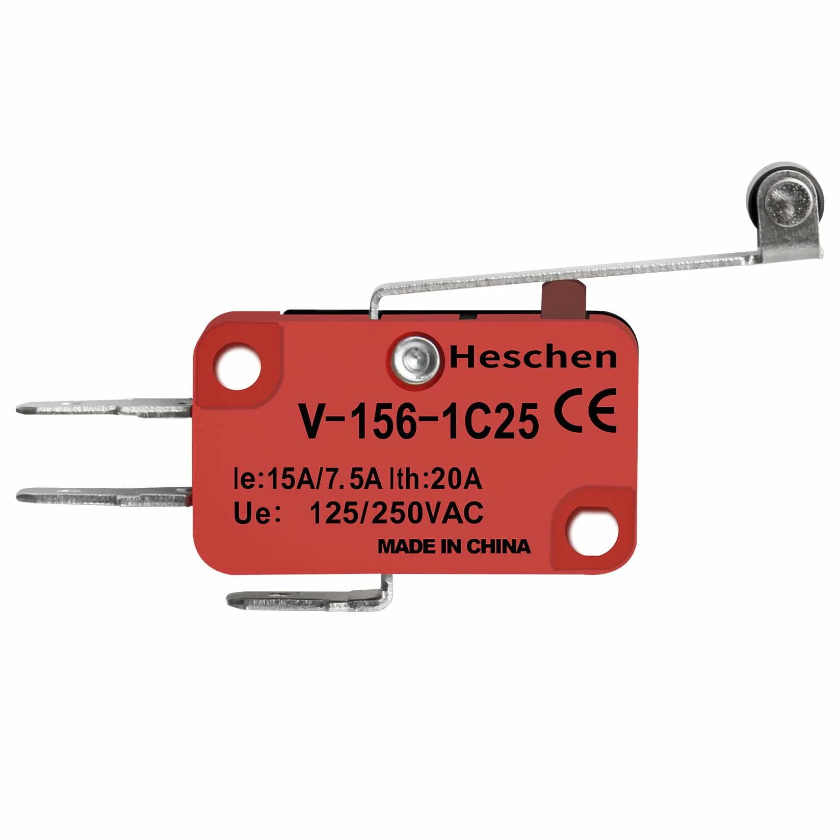 Heschen Mikroprzełącznik V-156-1C25 SPDT 20A 250VAC długa dźwignia rolkowa 2-pak