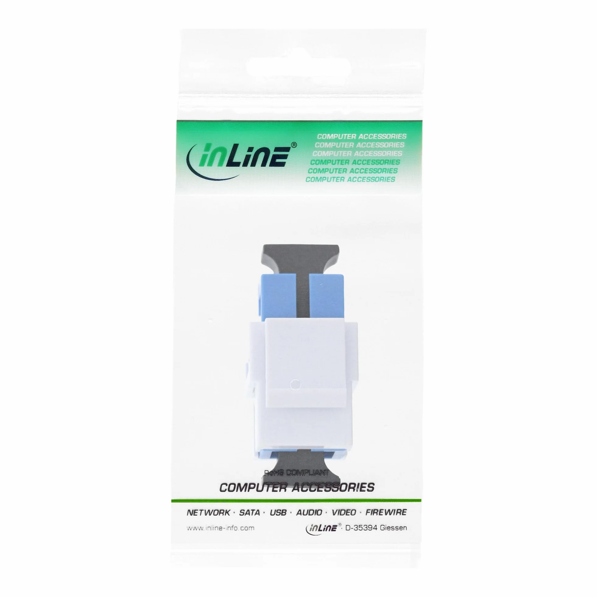 InLine LWL Keystone Snap-in łącznik biały Simplex SC/SC jednomodowy ceramiczny
