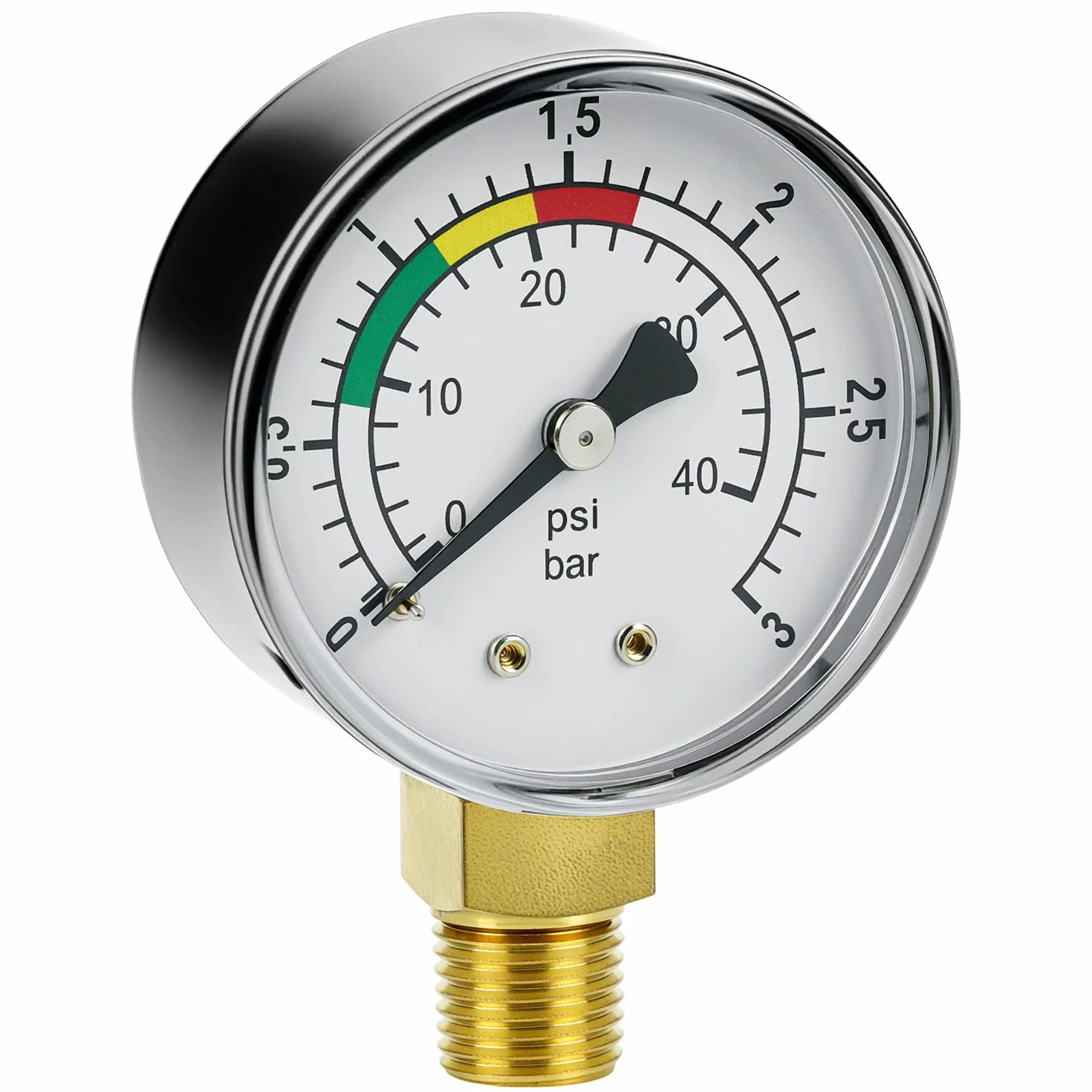 Manometr wody 1/4" BSPT 0-3 bar Ø53 mm z mosiężnym adapterem