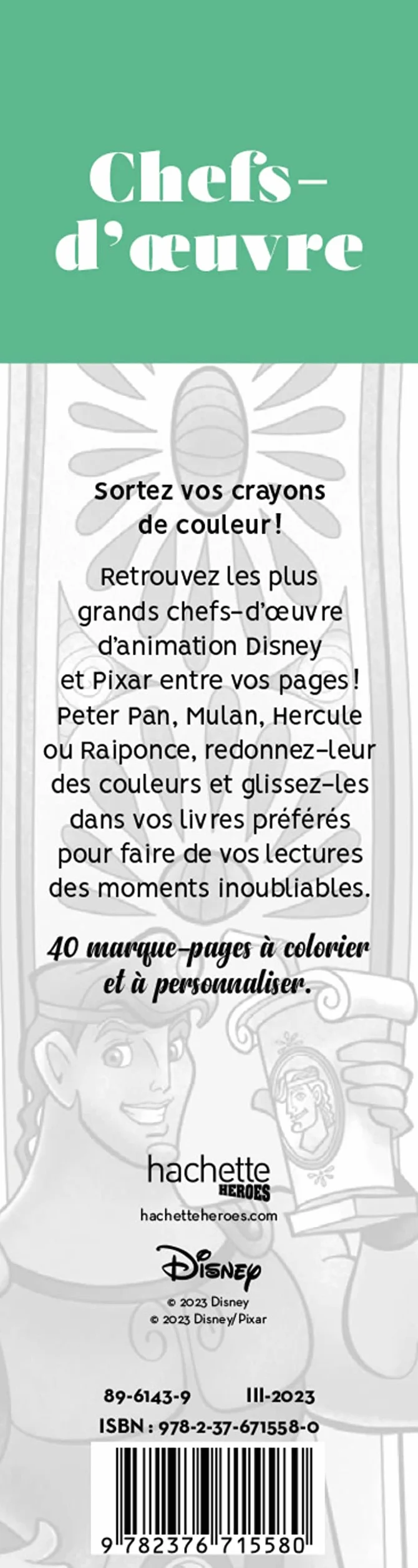 Marque-pages Chefs d'oeuvre à colorier