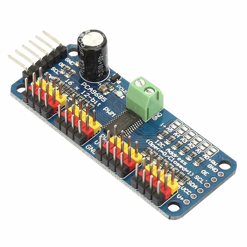 Qqmora PCA9685 16 Kanałów 12-bitowy Sterownik Silnika Serwo PWM Sterowanie Modułem I2C dla Robota Niebieskiego, Sterownik Silnika dla Robota Niebieskiego
