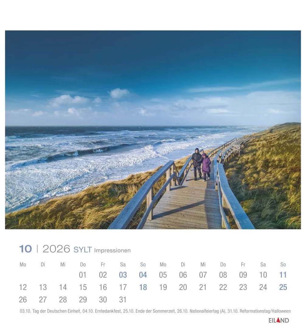Sylt Impressionen Postkartenkalender 2026: Die schönsten Seiten der Insel, Fotokalender mit monatlichen Postkarten