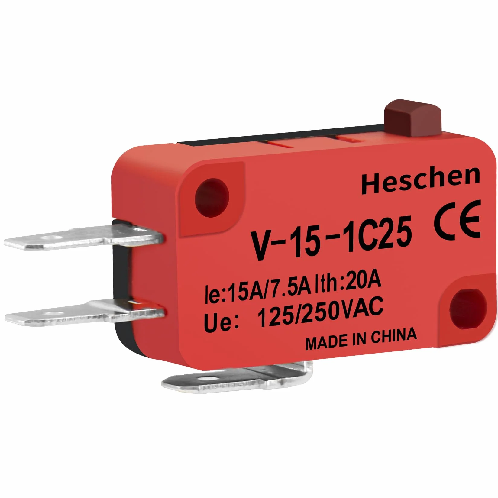 Heschen Zestaw 2 mikroprzełączników V-15-1C25 SPDT typ przycisku 20 A 250 V AC