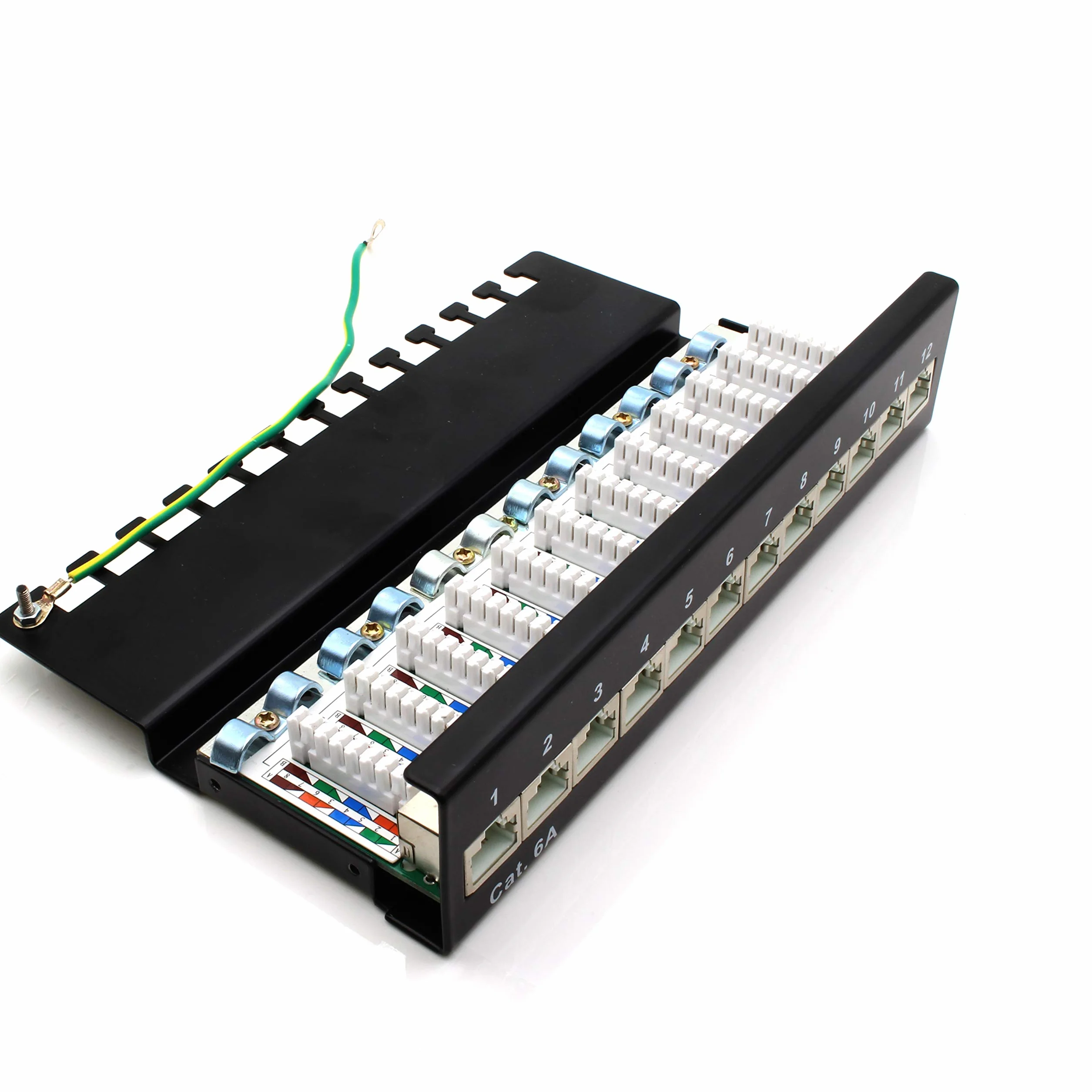 Metalowa obudowa Patchpanel CAT6a, 12 portów, gniazdo RJ45, kolor czarny