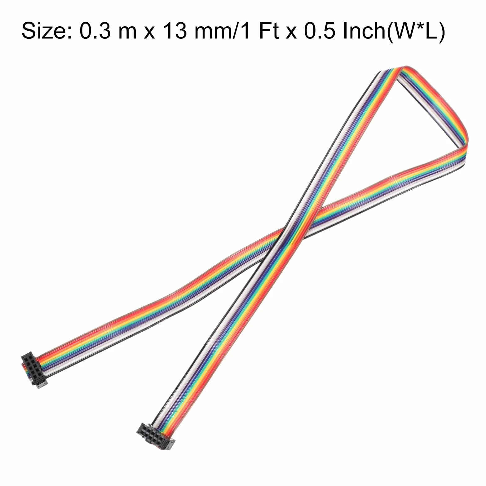 QUARKZMAN IDC tęczowy kabel płaski 2,54 mm skok 10 pin przewód przyłączeniowy FC podwójna żeńska czarna wtyczka do eksperymentu "zrób to sam" 1 ft długość 2 sztuki