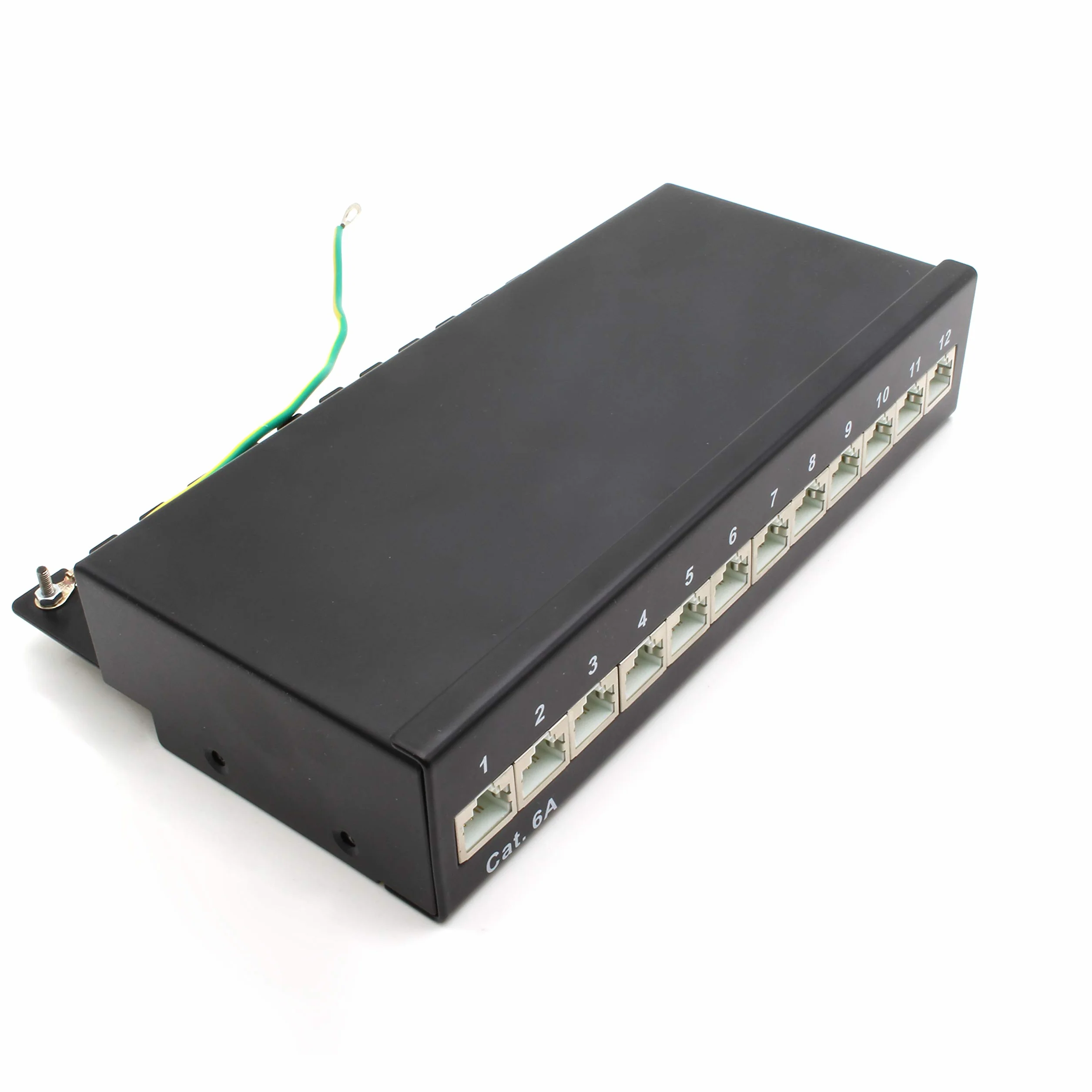 Metalowa obudowa Patchpanel CAT6a, 12 portów, gniazdo RJ45, kolor czarny
