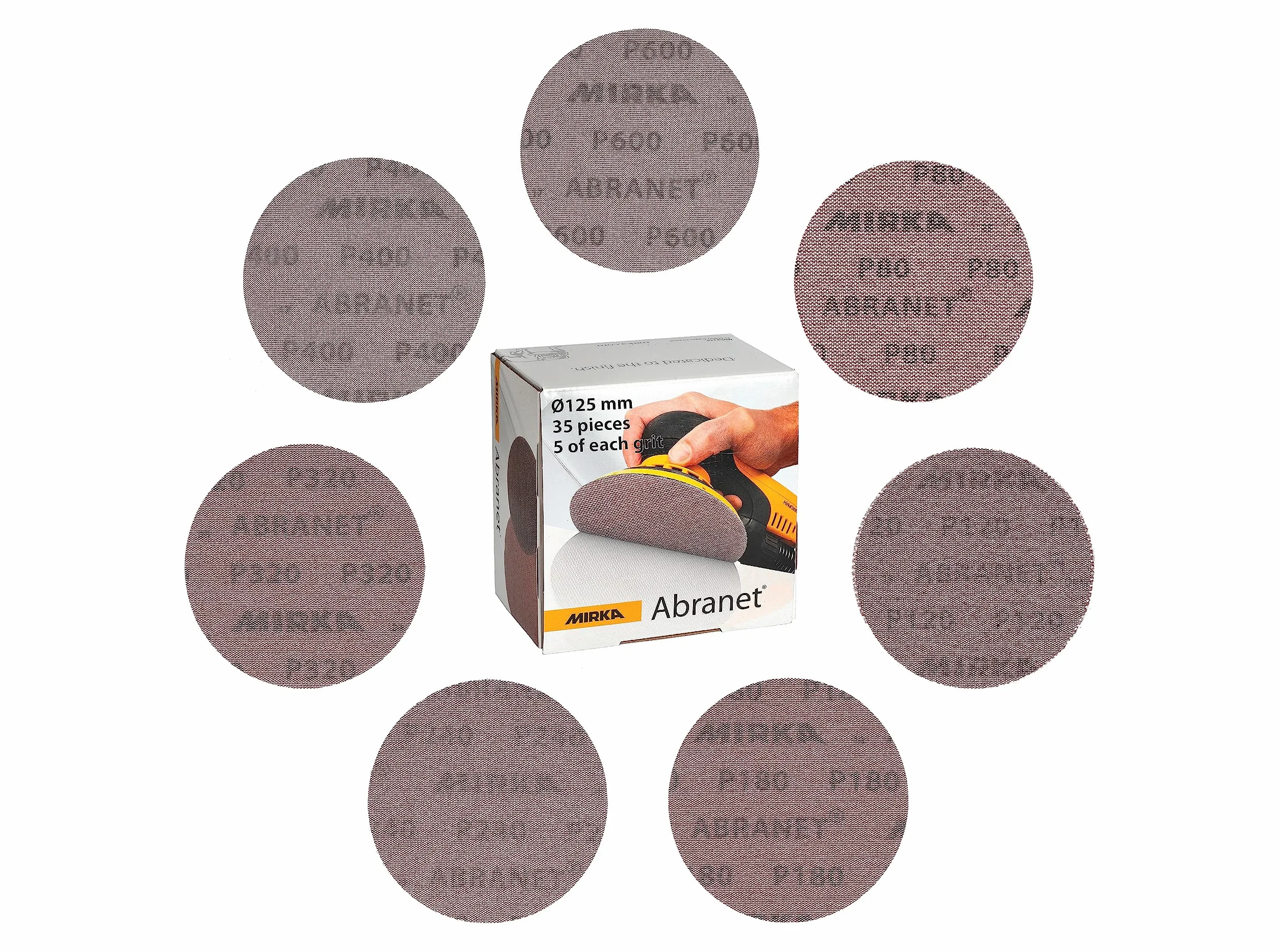 Mirka Abranet Net Tarcza szlifierska Ø 125 mm Mix-pack 35 sztuk 80-600