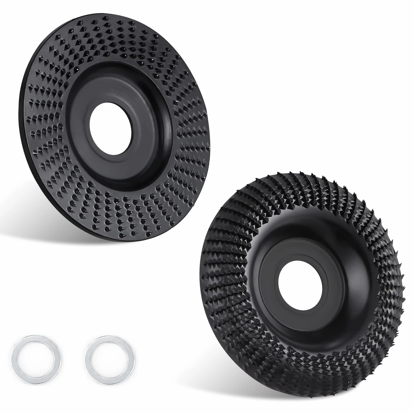 2 szt. drewniana tarcza szlifierska do szlifierki kątowej, zestaw tarcz ściernych z podkładkami, z węglika wolframu, do szlifowania i cięcia (Ø 125 mm x 22 mm)