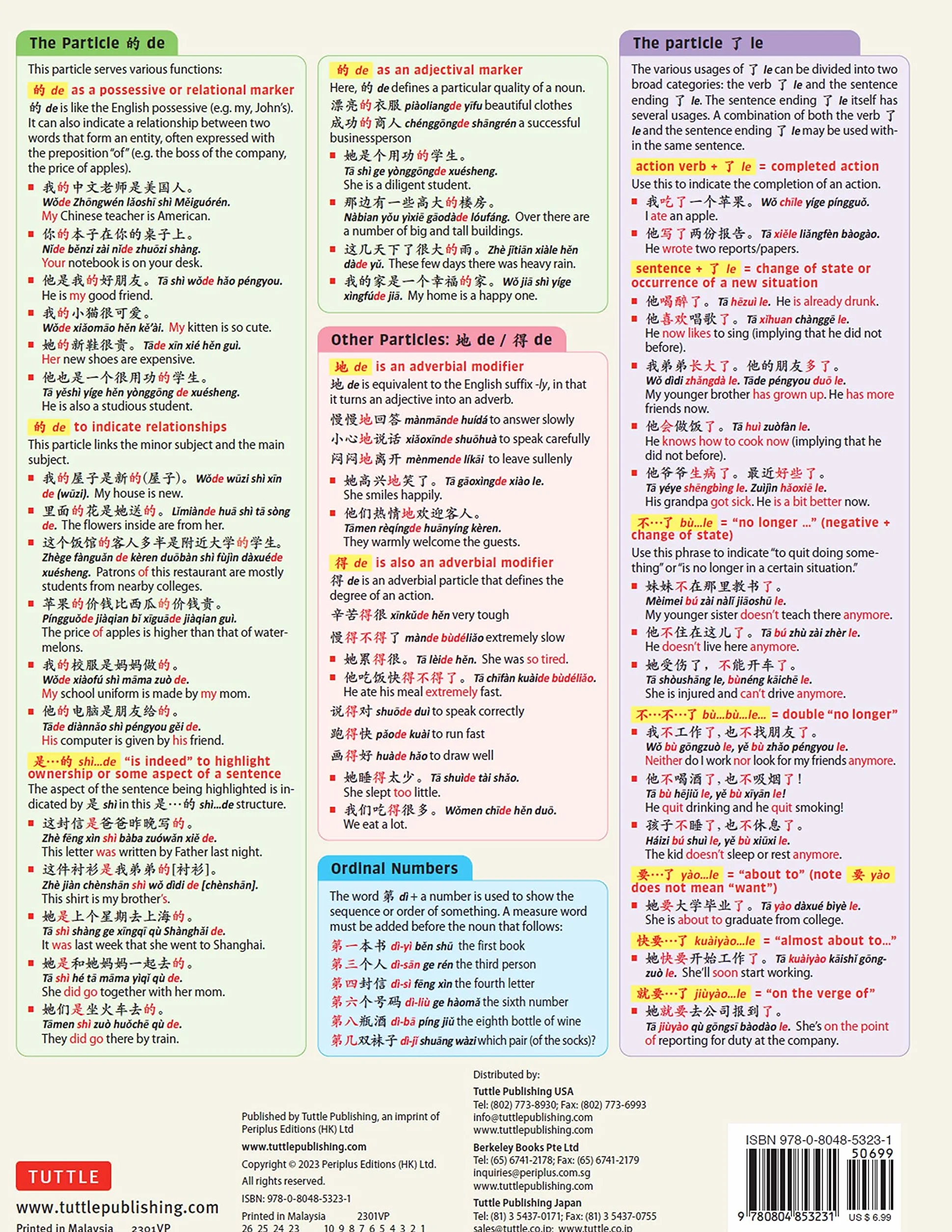 Chinese Grammar Language Study Card: Essential Grammar Points for HSK and AP Tests (Online Audio)