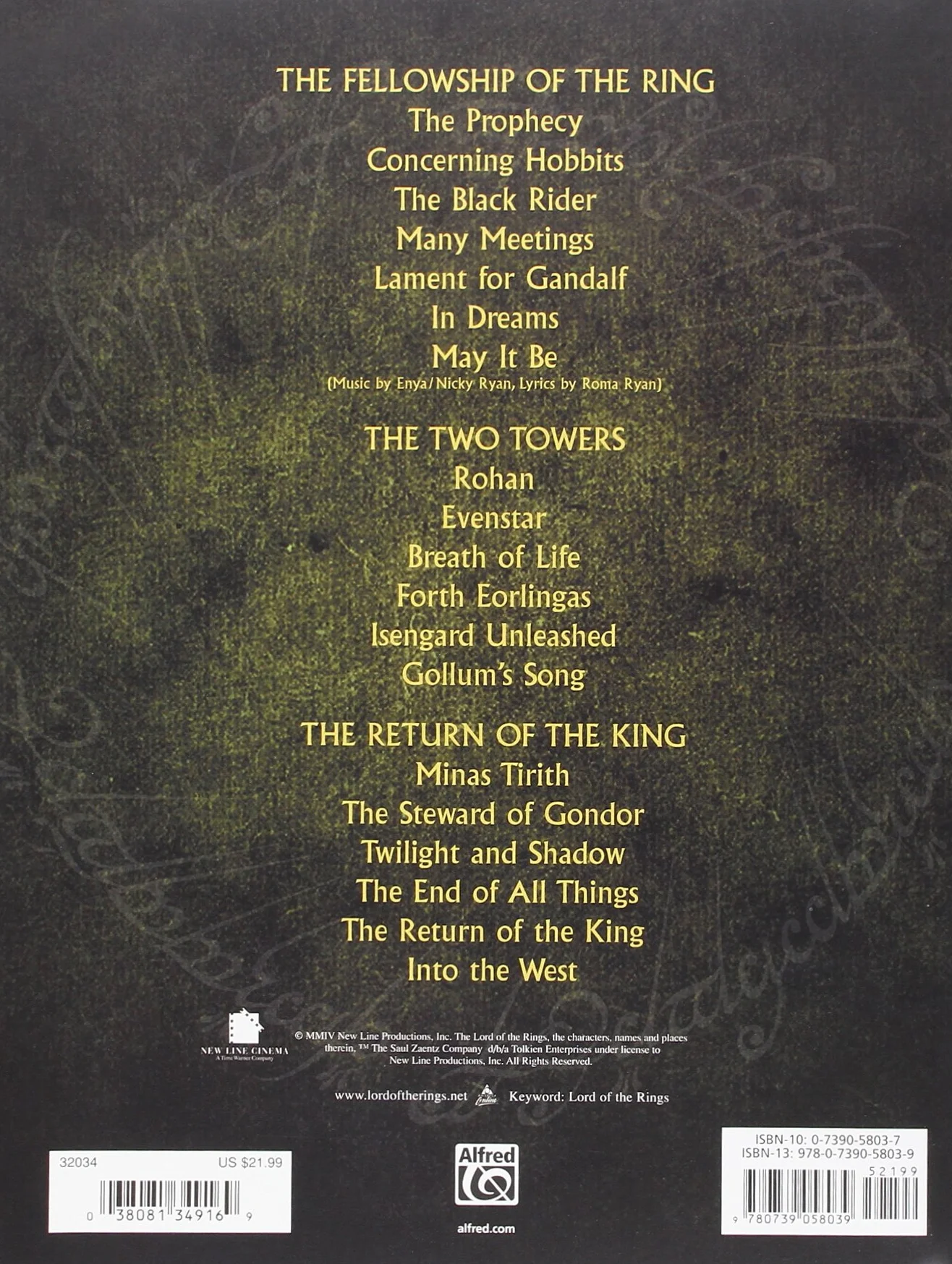 Howard shore : the lord of the rings the motion picture trilogy - piano - recueil