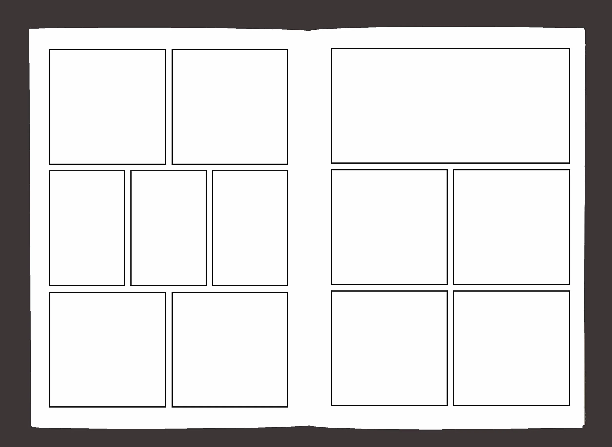 Blank Comic Book Variety of Templates 2-9 Panel Layouts