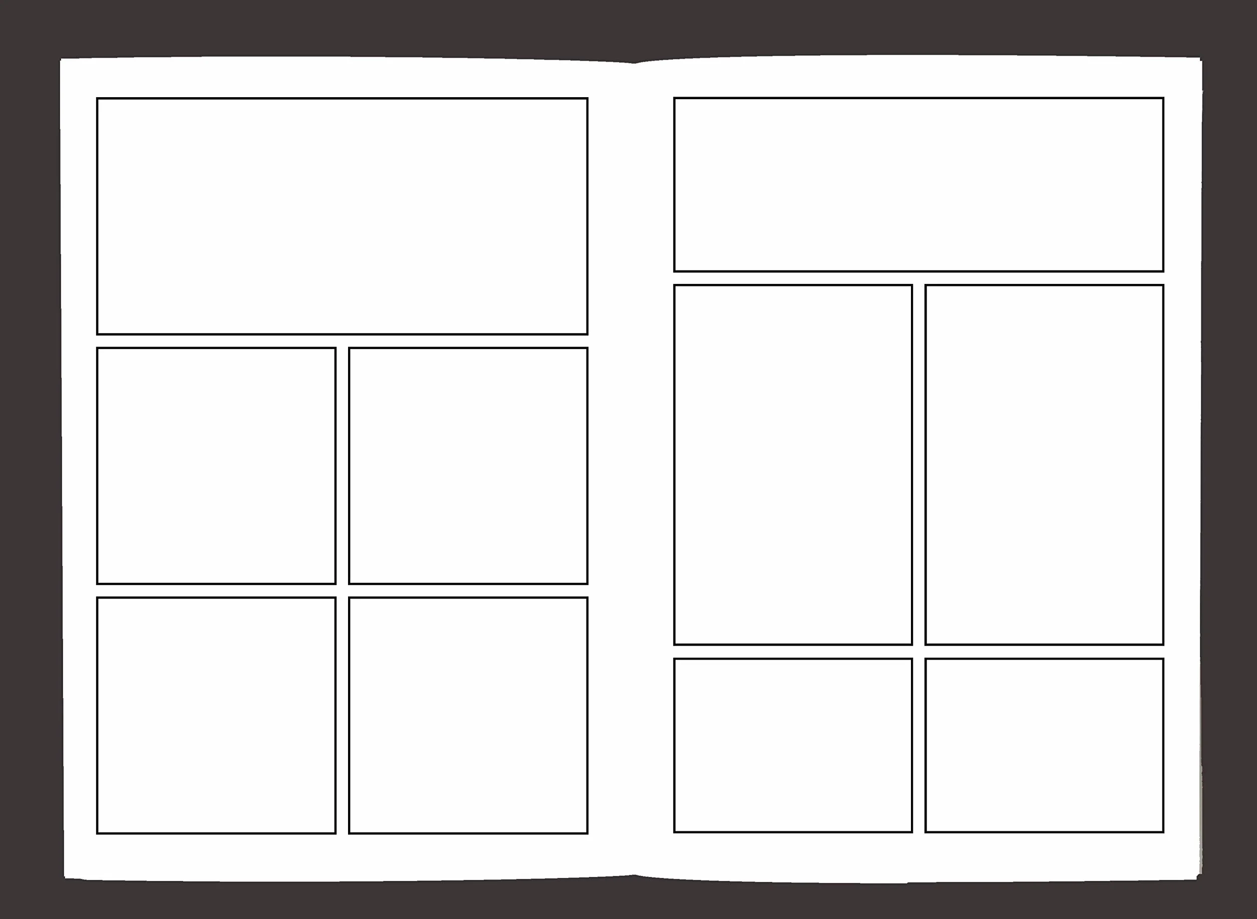 Blank Comic Book Variety of Templates 2-9 Panel Layouts