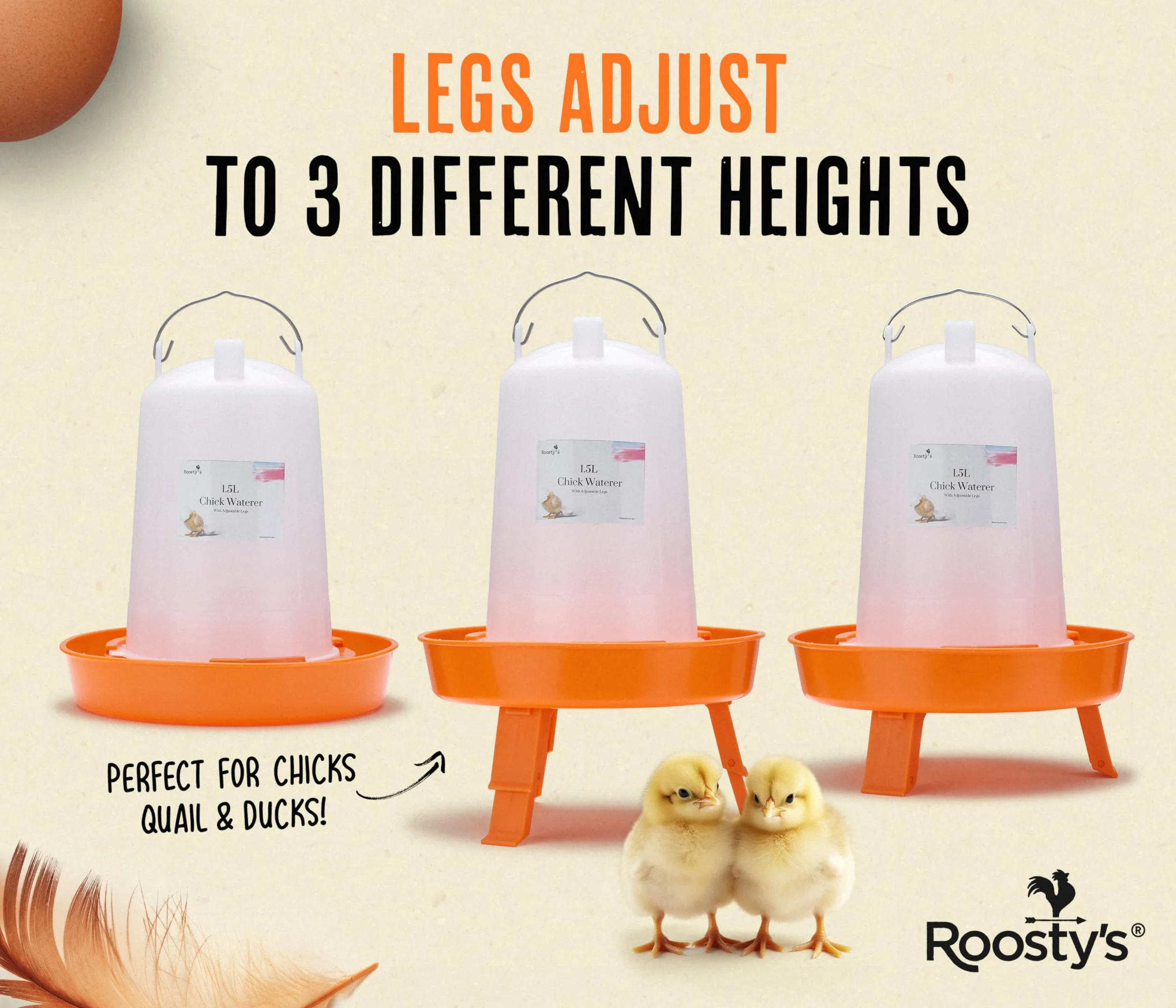Roosty's zestaw karmnik i poidło dla kurczaków, 1 l, podajnik pokarmu dla kurczaków, 1,5 l, karmnik dla kurczaków i wiszące poidło do kurcząt, karmnik dla kaczek, karmnik dla przepiórek, zestaw