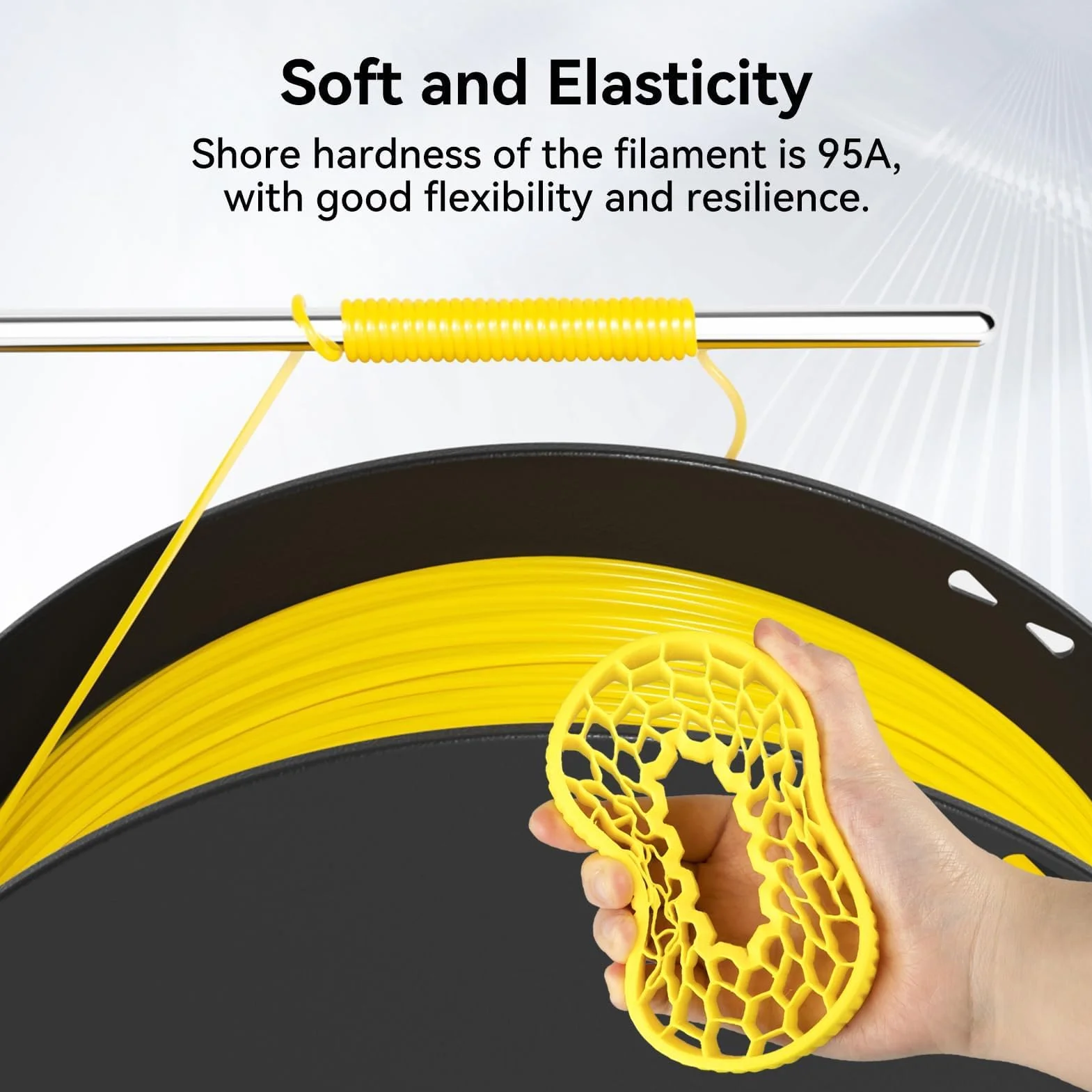 kexcelled TPU 95A Filament do Drukarek 3D 1,75 mm +/- 0,05 mm, Elastyczne i Miękkie, Doskonała Sprężystość, Kompatybilne z Większością Drukarek FDM, Szpula 1 kg (2,2 lbs), Biały