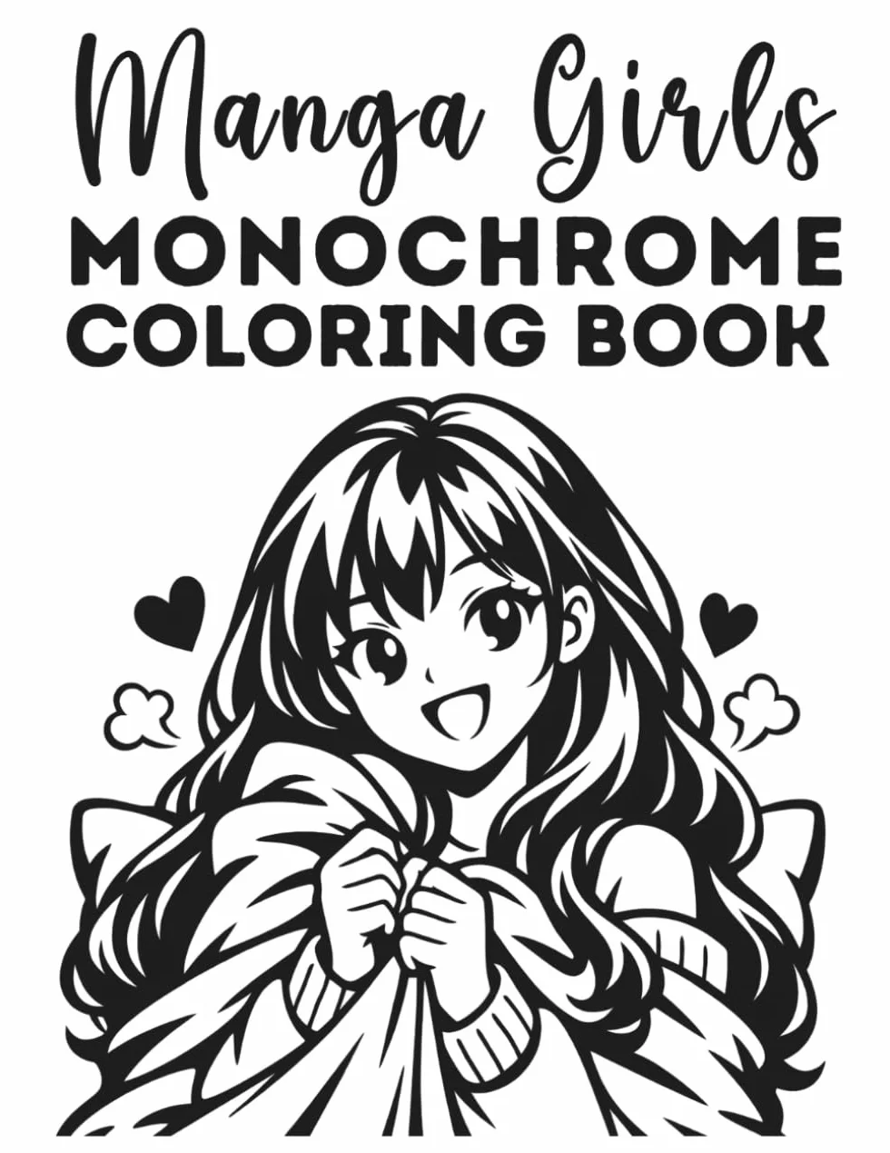 Manga Girls Monochrome Coloring Book: One Color Book for Adults & Teens | Still & Slow Pages for Mindful Relaxation