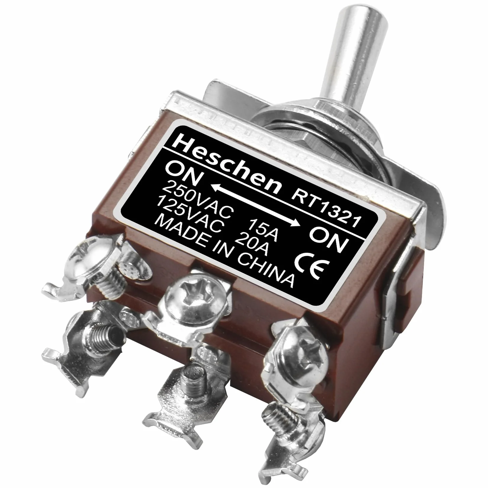 Heschen metalowy przełącznik przełączający DPDT utrzymywany wł./ON 2 pozycje 15 A 250 V AC CE