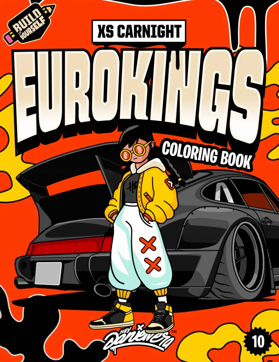 EUROKINGS Coloring Book: 90 Real Modified European Cars for Kids Teens Car Fans Ages 6-18