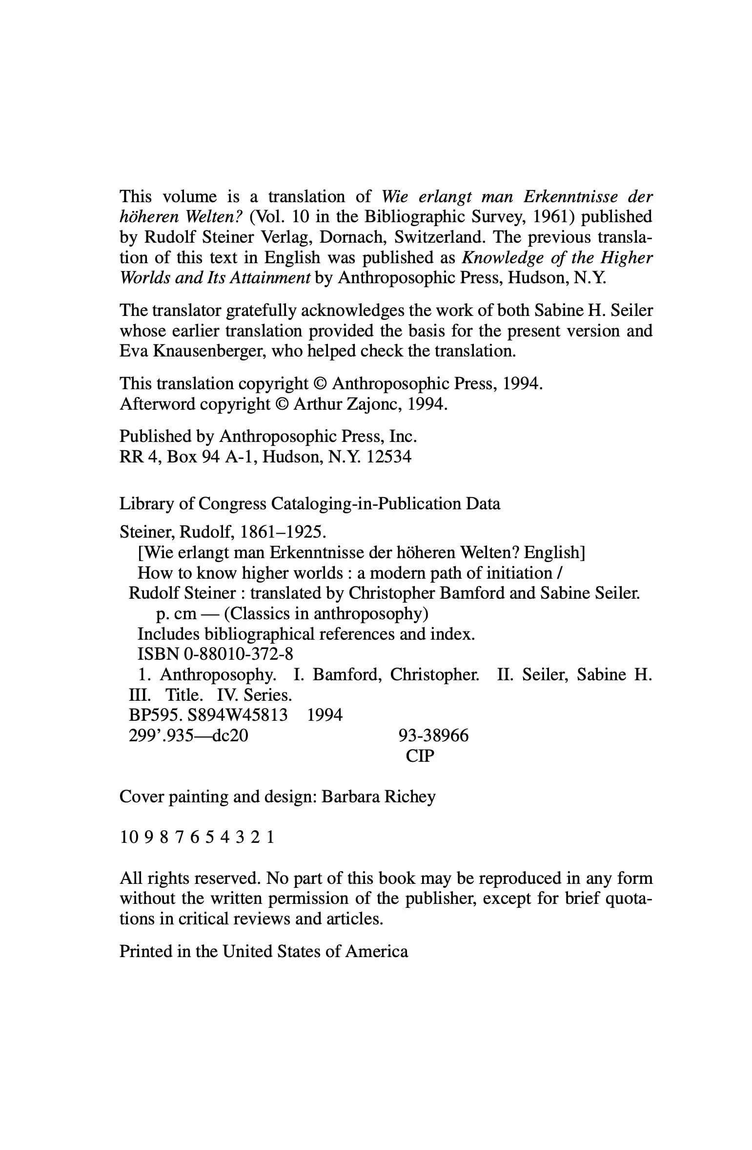 How to Know Higher Worlds: A Modern Path of Initiation (Cw 10)