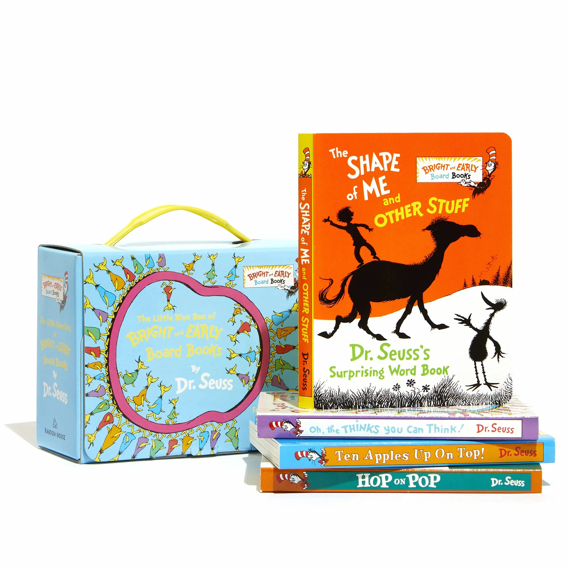 The Little Blue Boxed Set of 4 Bright and Early Board Books: Hop on Pop; Oh, the Thinks You Can Think!; Ten Apples Up On Top!; The Shape of Me and Other Stuff