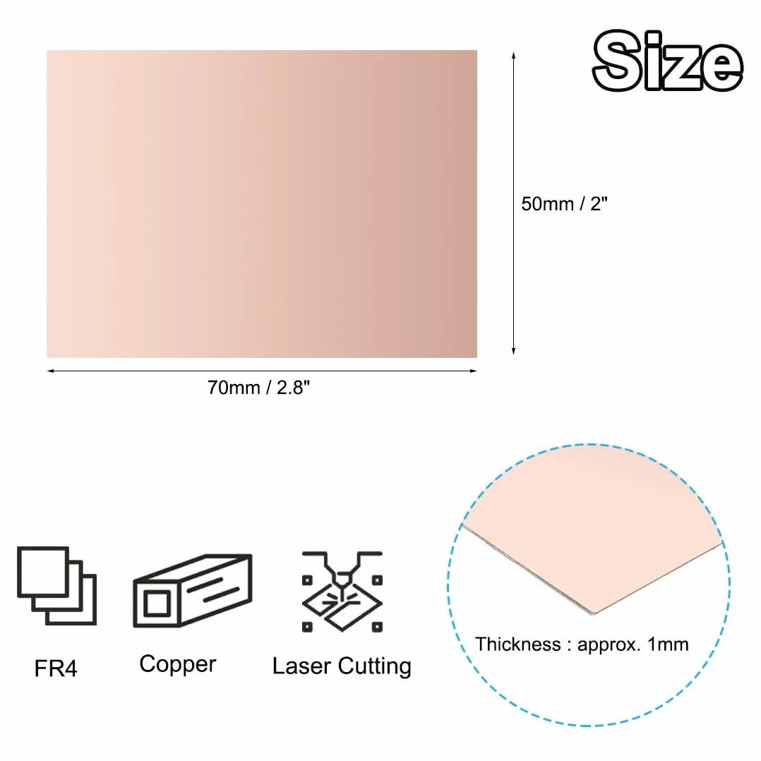 PATIKIL 2 x 2,8 cala, dwustronna, laminowana miedzią płytka PCB, 12 sztuk, grubość 1 mm, FR4, powlekana miedzią, uniwersalna płyta prototypowa do wytrawiania PCB Kit
