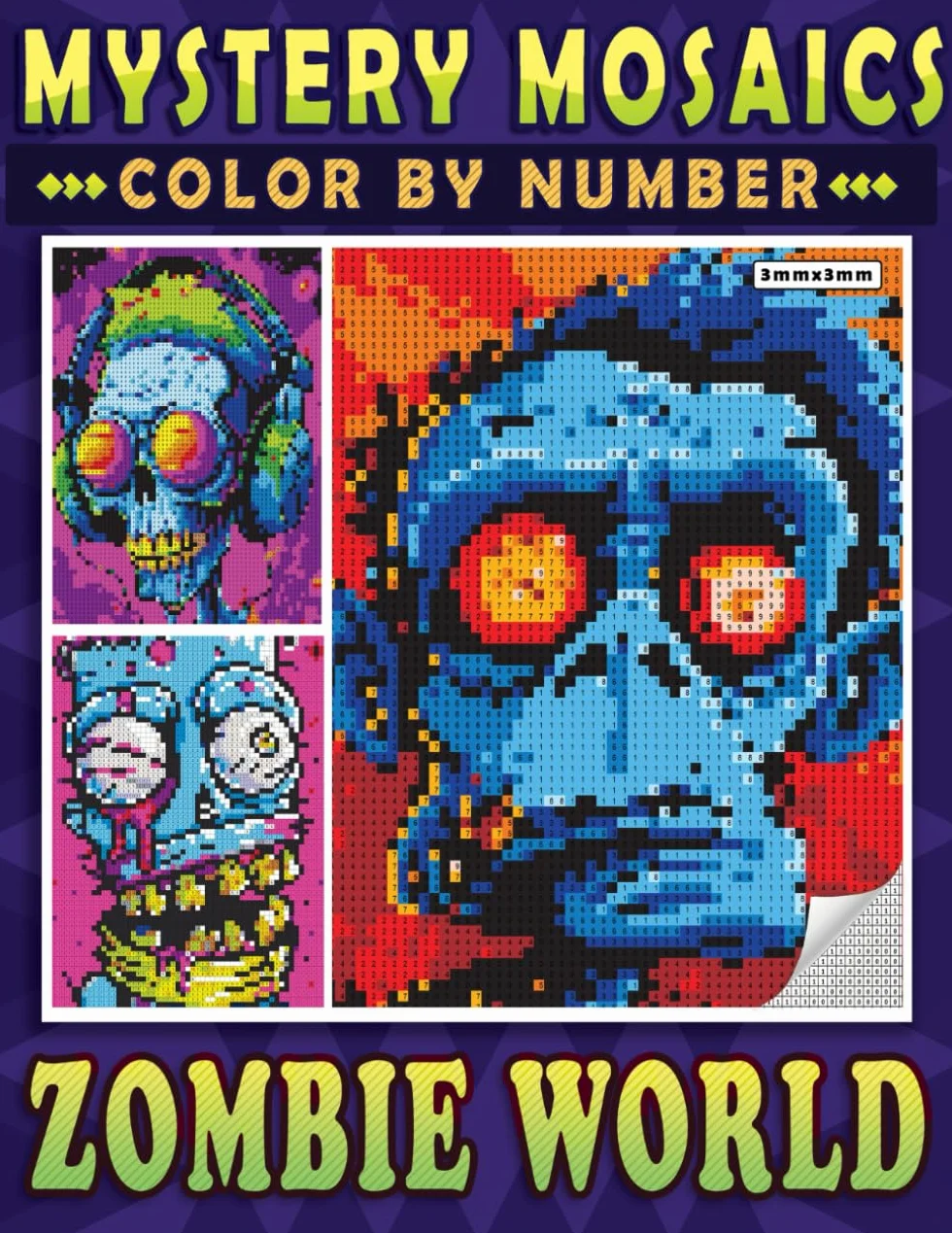 Mystery Mosaics Color By Number Zombie World Pixel Art Coloring Book for Adults and Teens