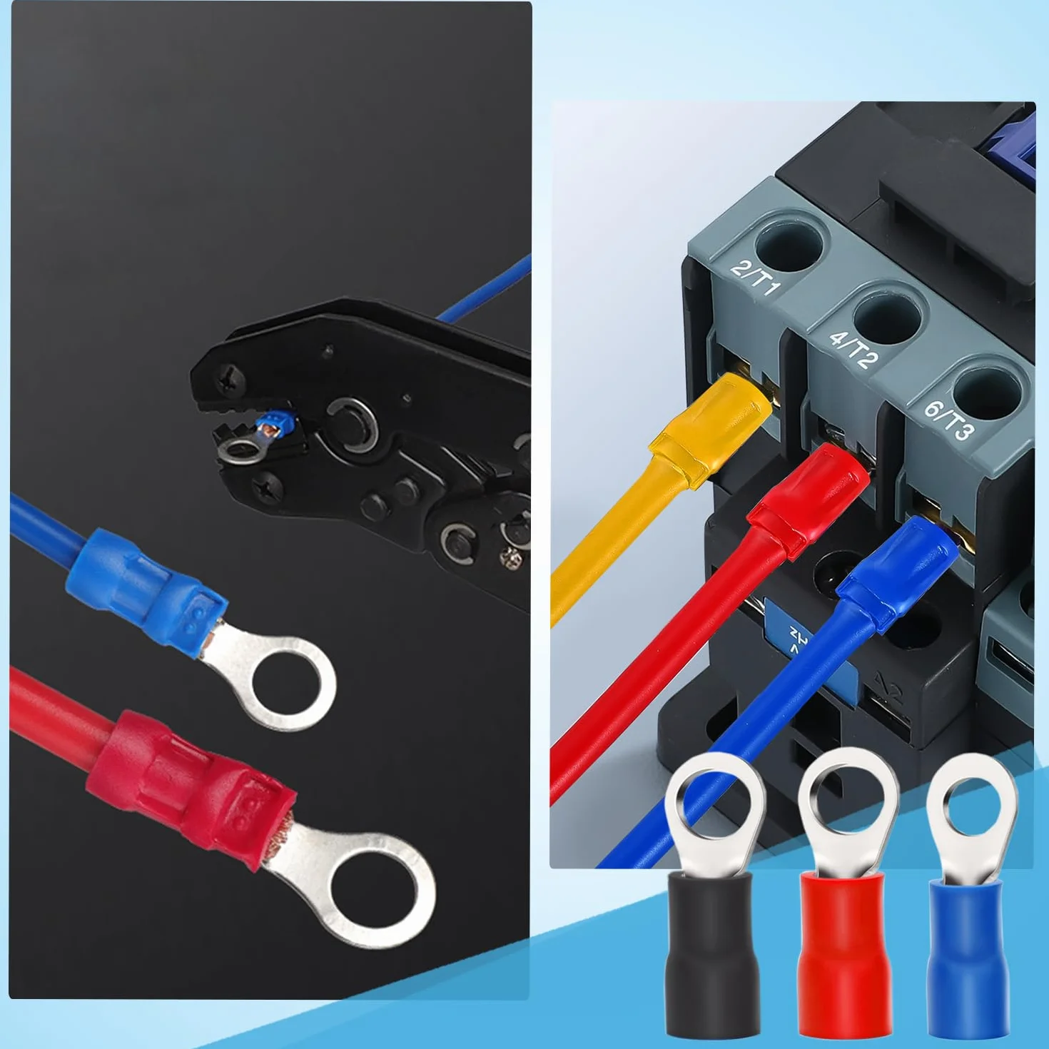 Końcówki kablowe oczkowe 1,5-2,5 mm² M8, częściowo izolowane, PCW, miedź ocynkowana