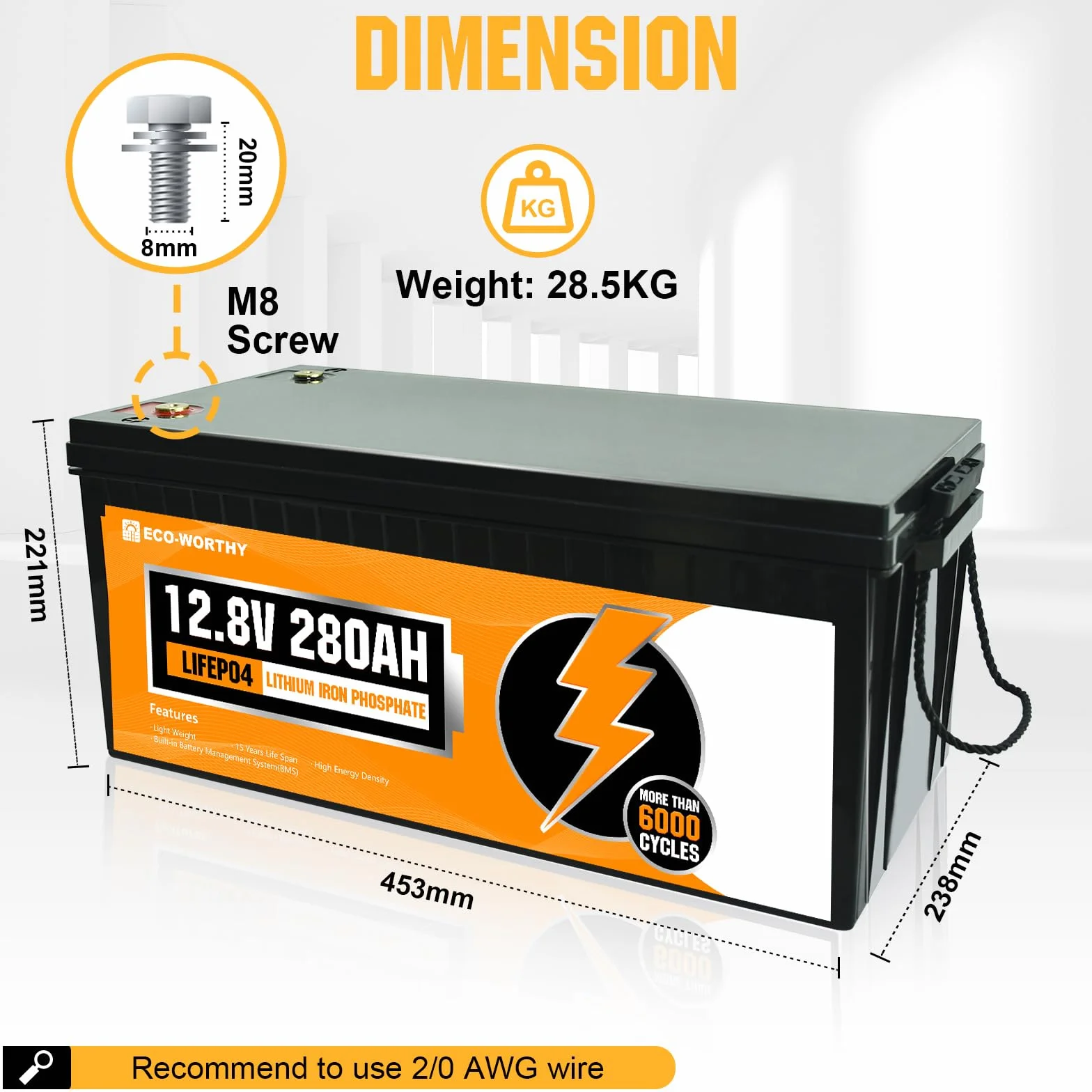 ECO-WORTHY LiFePO4 akumulator 12 V 280 Ah z BMS 6000 cykli bateria litowa 3584 Wh zestaw do kamperów