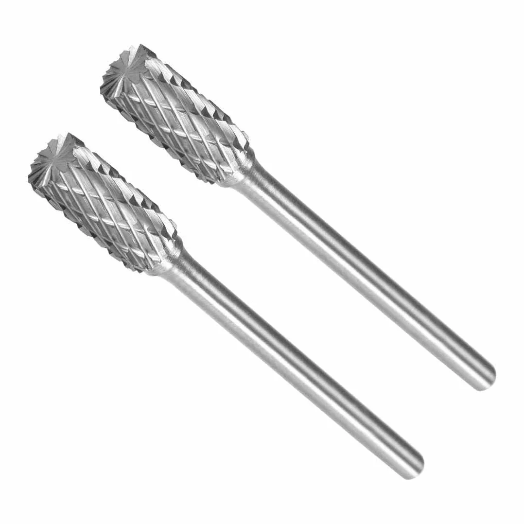 Pilnik obrotowy z węglika wolframu, trzpień 3 mm średnica 5 mm, podwójne cięcie cylinder, 2 sztuki