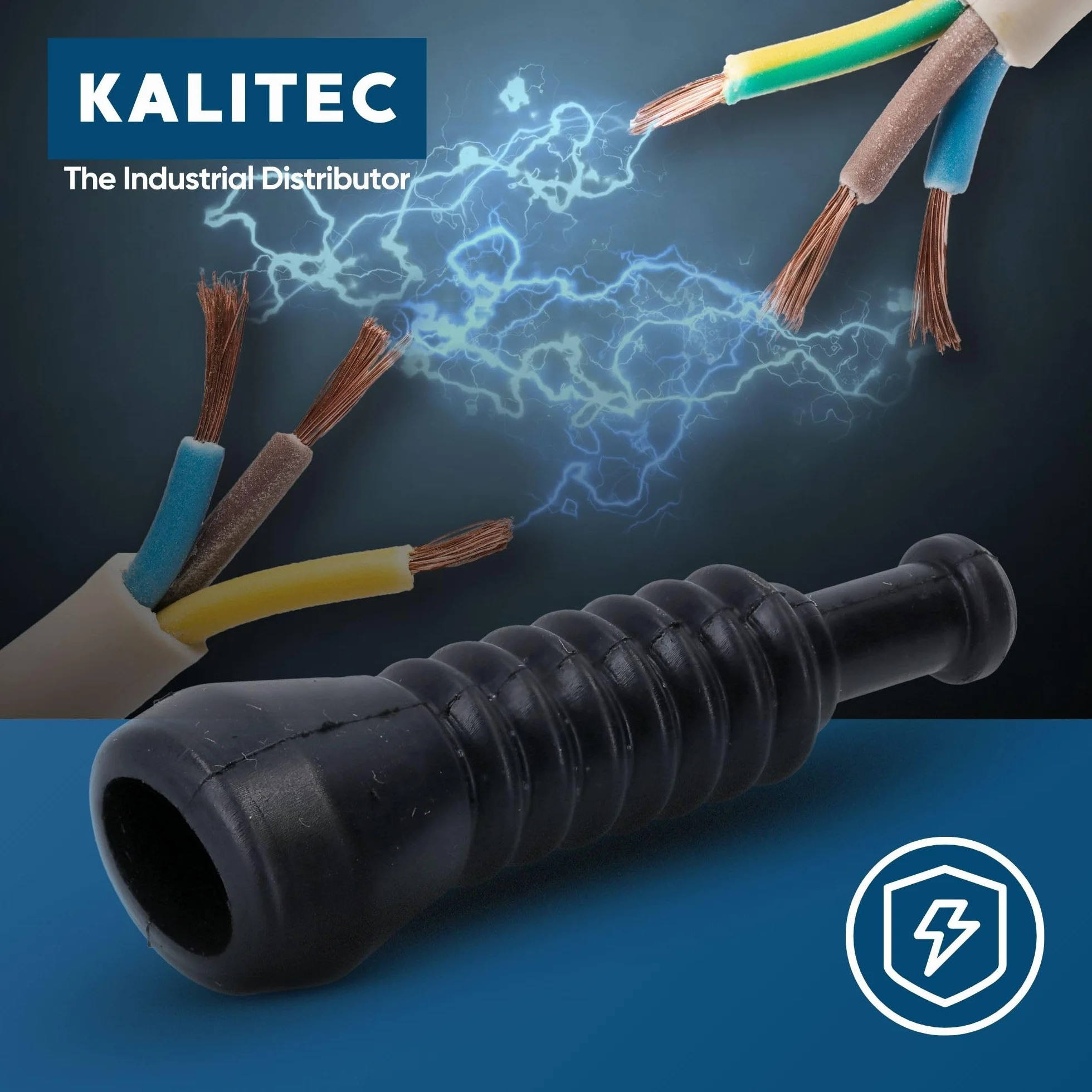 10 sztuk Kalitec KALI01022 Superseal gumowa tuleja 2-biegunowa z zabezpieczeniem przed zginaniem, czarna | Tuleja z zabezpieczeniem przed zginaniem do montażu w pojazdach | Odporna na wodę, oleje