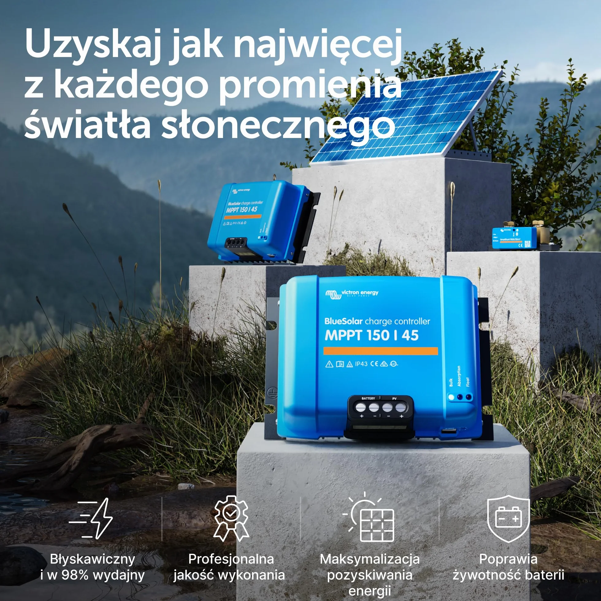 Victron Energy BlueSolar MPPT 150V 45A 12/24/36/48V Kontroler Ładowania Słonecznego