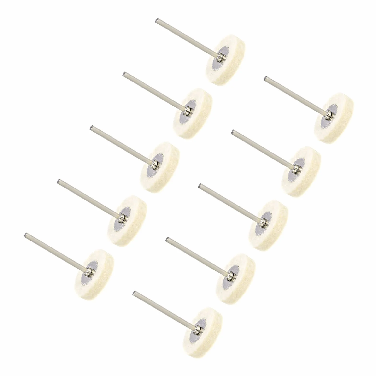 Mini koło polerskie z filcu wełnianego kula 25 mm średnica 5,5 mm grubość 2,35 mm trzonek biały okrągły zestaw do polerowania - (zastosowanie: do narzędzia obrotowego) 10 szt