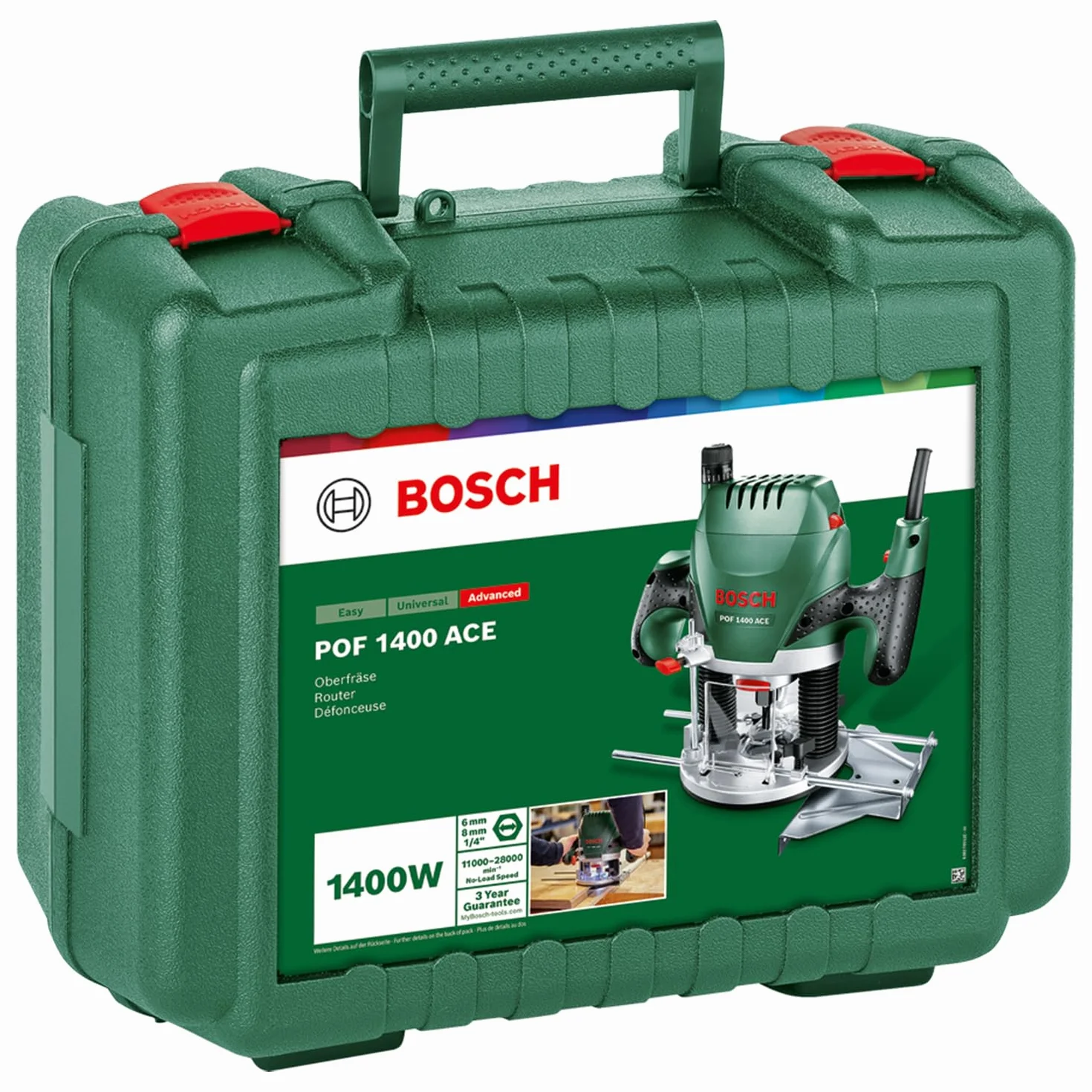 Bosch POF 1400 AE Frezarka Górnowrzecionowa 1400 W Zielony Czarny