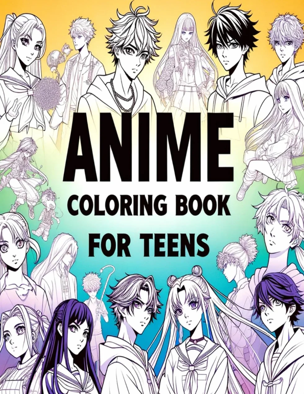 Anime Coloring Book For Teens: 50 Pages Of Japanese Anime Characters and Scenes - Anime and Manga Art - Detailed Coloring Pages for Teens